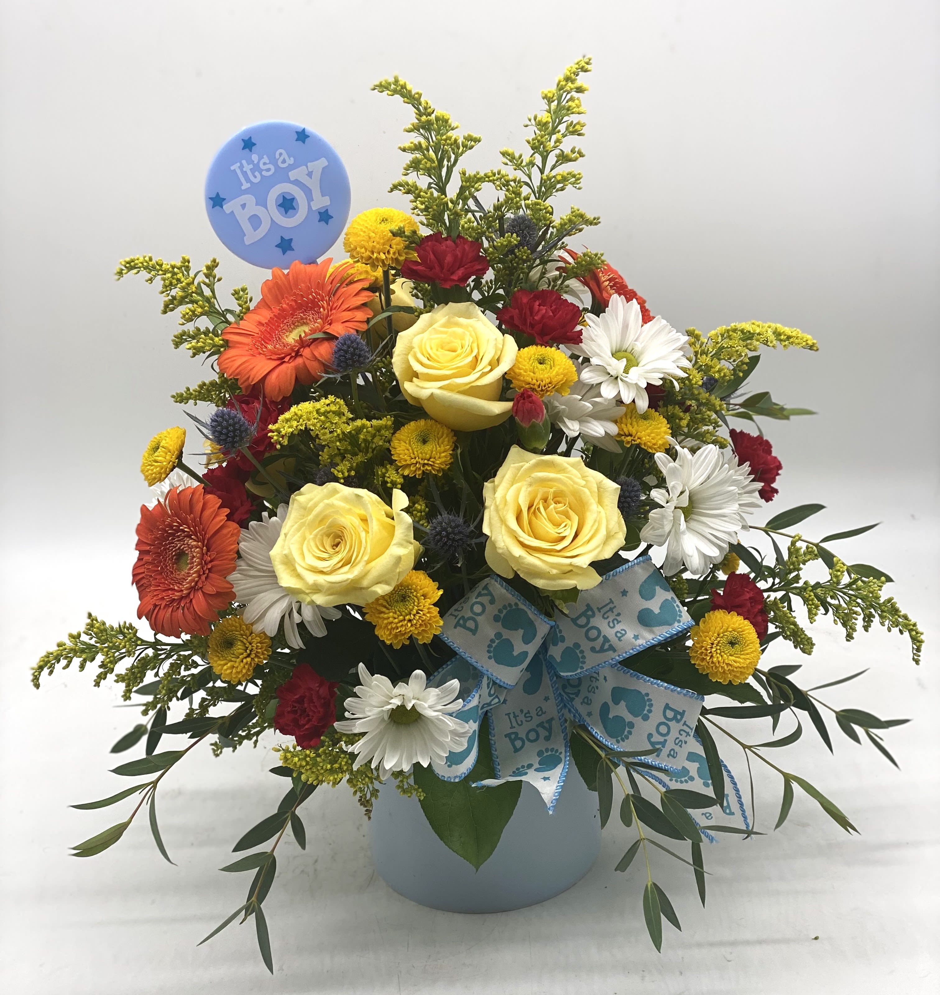 Bundle of Joy - A bright and vibrant mix of colors to welcome the new baby boy!!