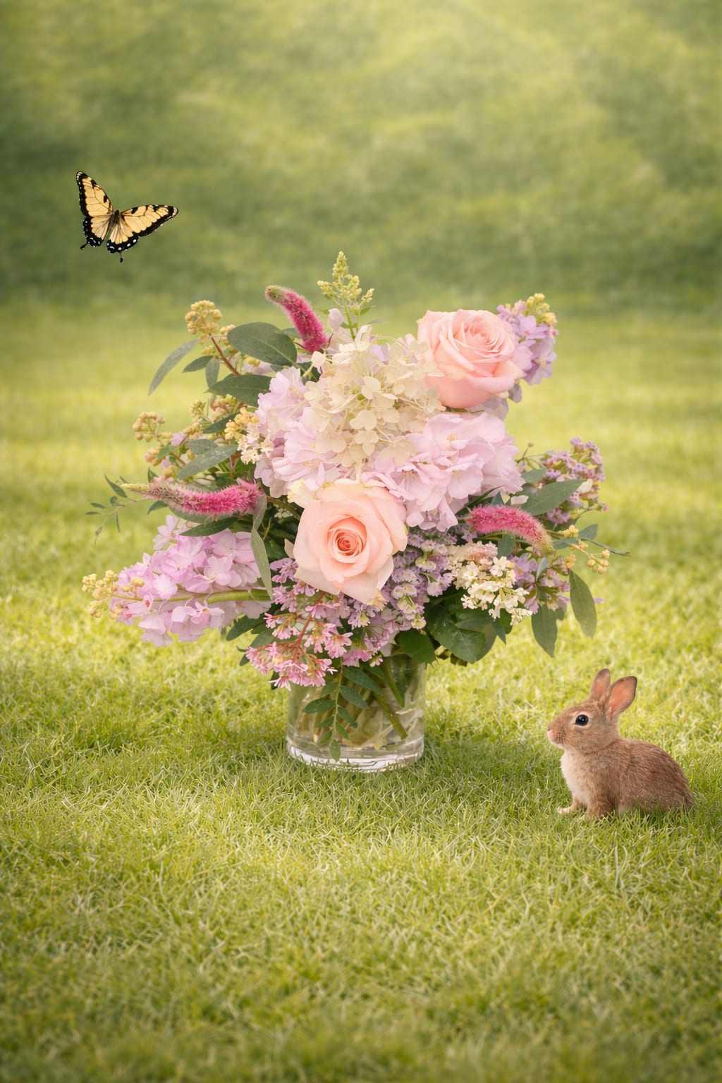 KV2604 Cotton Candy Kiss - Cotton Candy Kiss KV2604 Soft, romantic, and overflowing with love, this elegant pink vase arrangement is a Valentine’s Day dream come true. Lush pink hydrangea sets a full, cloud-like foundation, surrounded by layers of delicate pink spray roses, ruffled pink carnations, cheerful pink gerbera daisies, graceful pink tulips, and refined pink lisianthus. Airy sprigs of wax flower add a light, whimsical touch, bringing texture and charm to every angle. Designed in a rosy pink glass vase, this arrangement captures the sweetness of Valentine’s Day with a fresh, modern feel—romantic without being overdone. Perfect for expressing love, admiration, and heartfelt affection, it’s a beautiful way to say “you make my world softer, brighter, and more beautiful.” A timeless choice for Valentine’s Day that feels tender, joyful, and completely full of love 