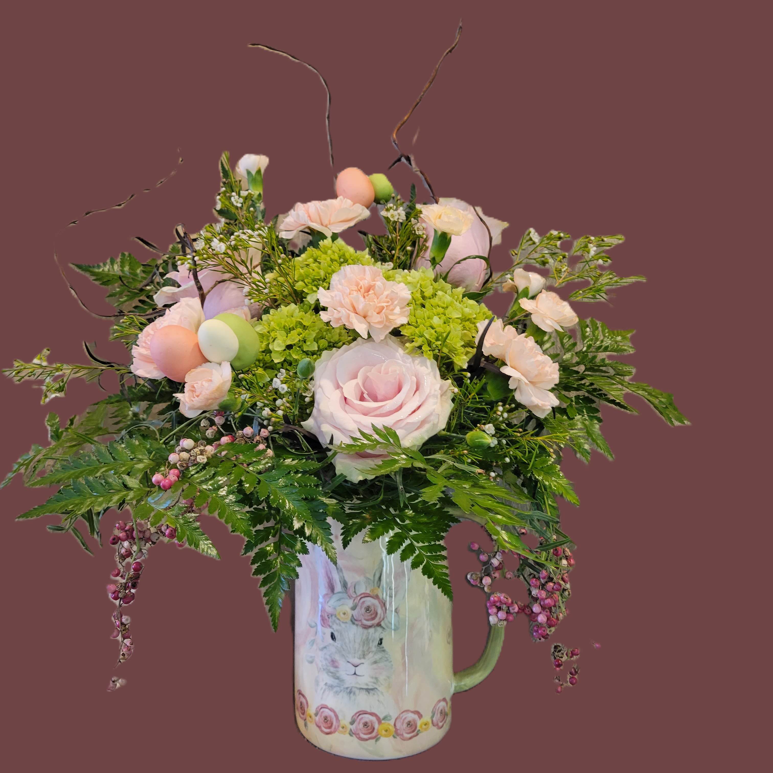 Whiskers &amp; Wildflowers Pitcher - Perfect for spring décor, holiday centerpieces, or as a sweet seasonal gift, the Whimsical Easter Bunny Pitcher adds a touch of enchantment wherever it’s placed. It’s the kind of piece that makes guests smile and sparks a little wonder every time you walk by.