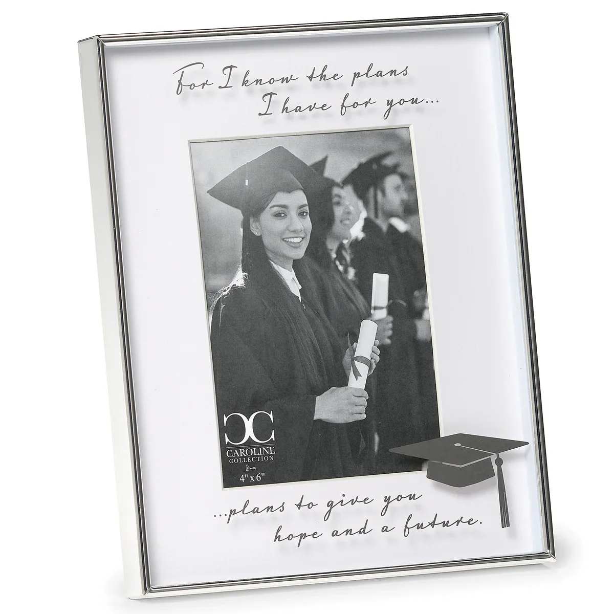 Graduation Photo Frame  - A graduation frame featuring an inspirational message and a small graduation cap accent. Perfect for displaying a special graduation memory and celebrating a graduate's bright future. 