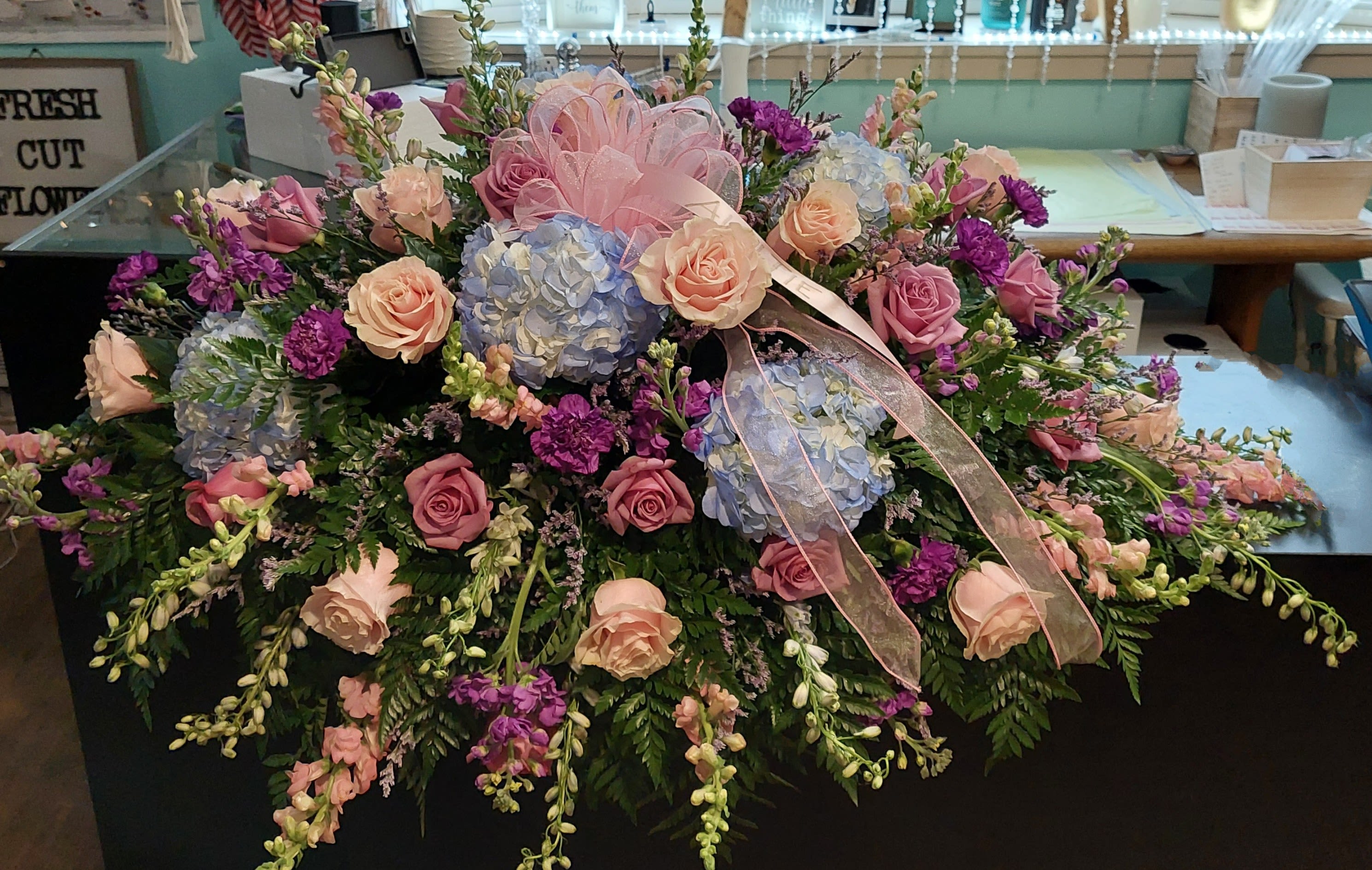 Pink Splendor Casket Cover - Mixed with pink Casket cover