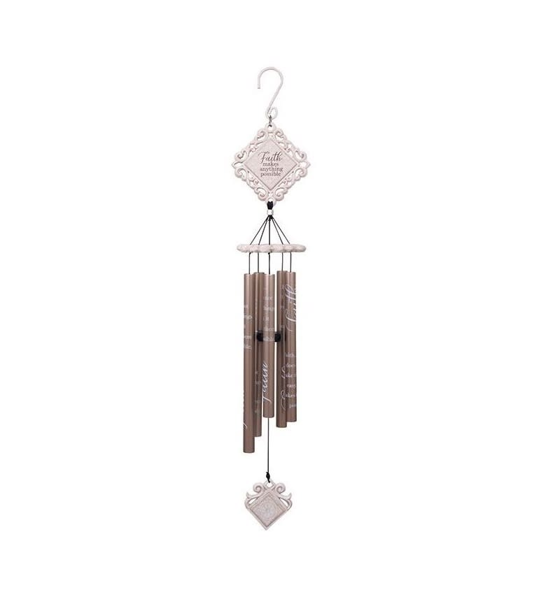 35" Faith Vintage Windchime - Chime Tube Reads: "Faith… It does not make things easy, it makes them possible." Wind Chimes are gift wrapped for $87.50. They can also be displayed on a standing easel with a fresh floral arrangement for $117.50 (Deluxe).
