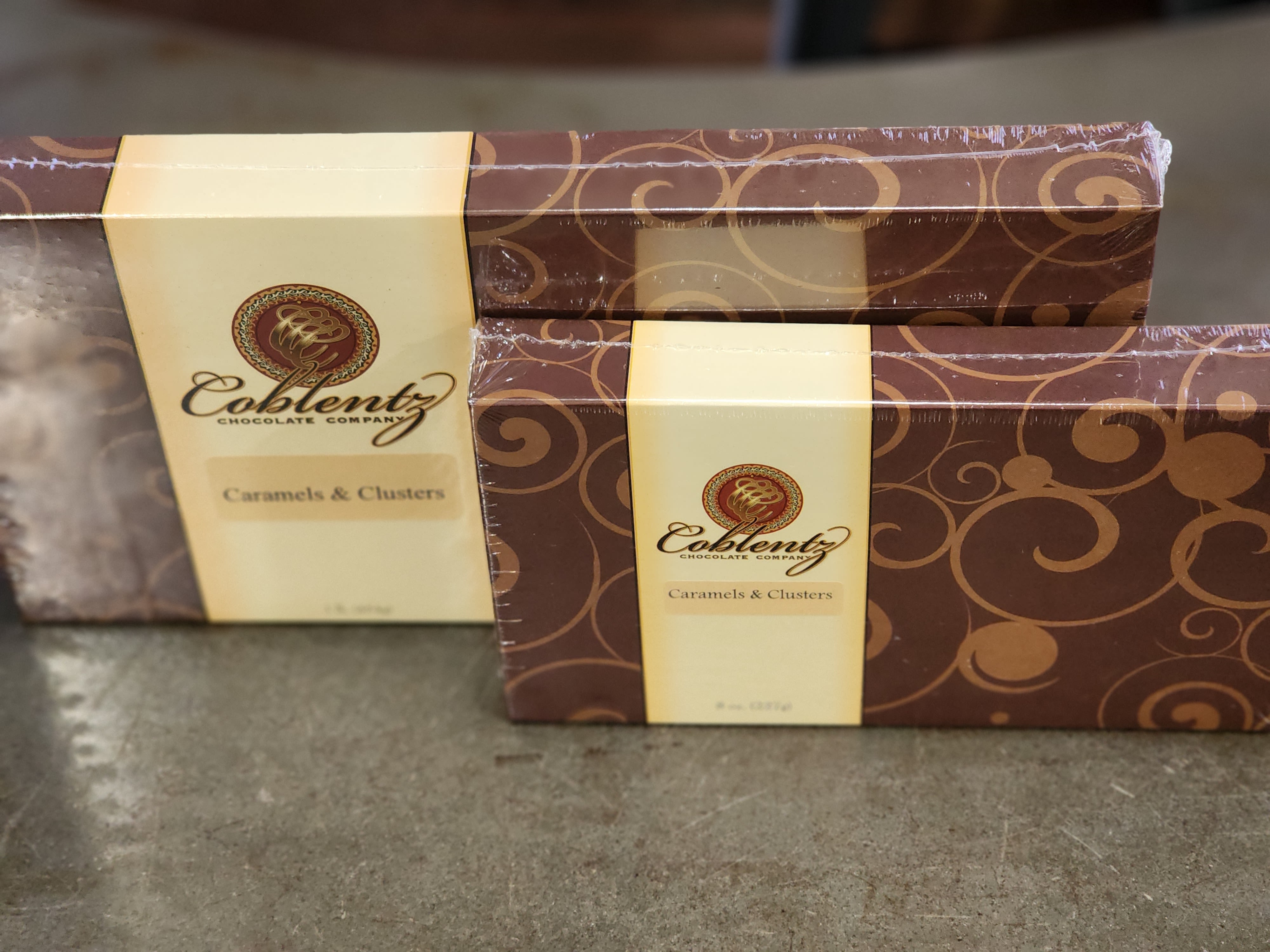 Caramels &amp; Clusters Mixed Chocolates  - The perfect assortment of Chocolate Caramels, Sea Salt Caramels, Raisin Clusters, Peanut Clusters, Cashew Clusters, and Coconut Haystacks. Mostly Milk Chocolate with a touch of Dark.