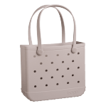 Bogg Bag Baby - Mushroom  - Meet the mid-sized tote that does it all. The Baby Bogg Bag is a durable, washable, and tip-proof carryall—perfectly sized for everyday adventures.  Smaller than the Original but still spacious, this versatile tote fits your personal essentials without the bulk. Use it as a gym bag, pool bag, or day bag—it’s lightweight, easy to clean, and built to last.  Includes a small insert pouch for must-haves like your phone, keys, or lip balm—because the little things matter, too.  Best for: Everyday use, short outings, personal essentials, and on-the-go moments.