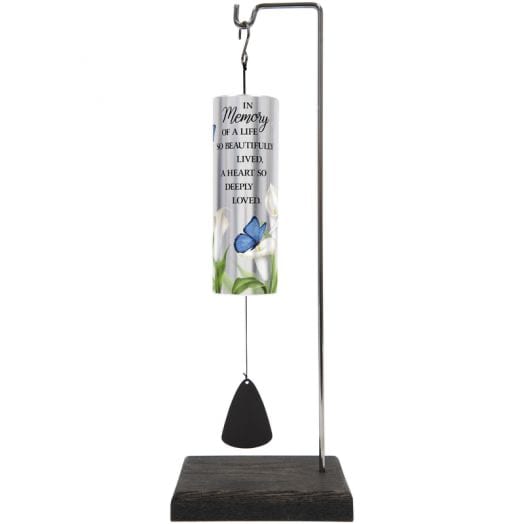 Carson Wind Chime 12.5 inch - Mini Cylinder Sonnets with Stand - In Memory - 12 1/2" Mini Cylinder Sonnets in a gift box offer the perfect gift! Stand measures 15" L x 5 1/8" W x 4" D  L: 12.5" DIA: 2"