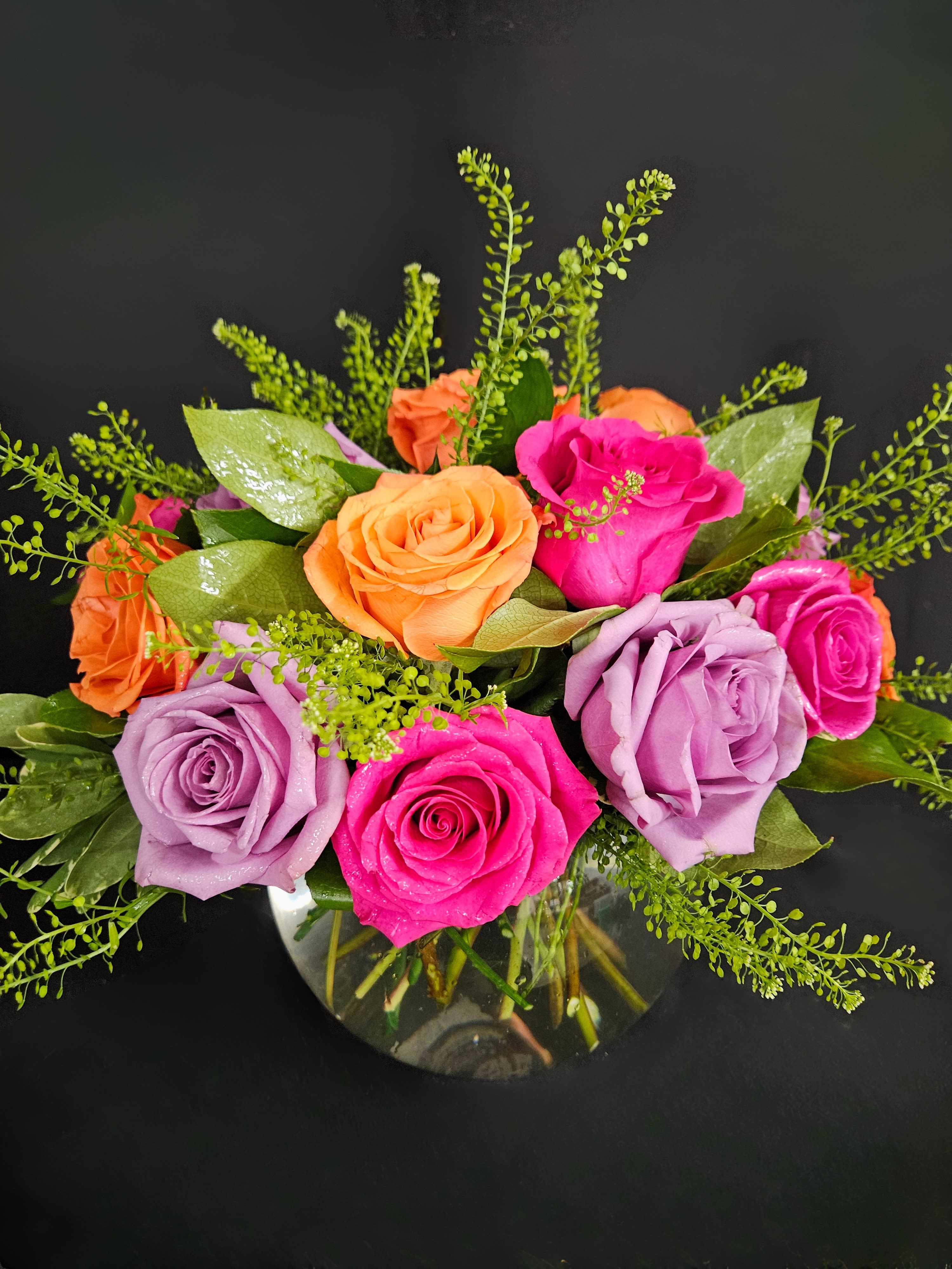 Daybreak Roses - A lovely bowl of colorful roses brightens and lifts any room (and relationship!) A great gift for sending on Valentine's Day to your significant other, your friend, or even your mom! Standard (18), Deluxe (24), Premium (30)