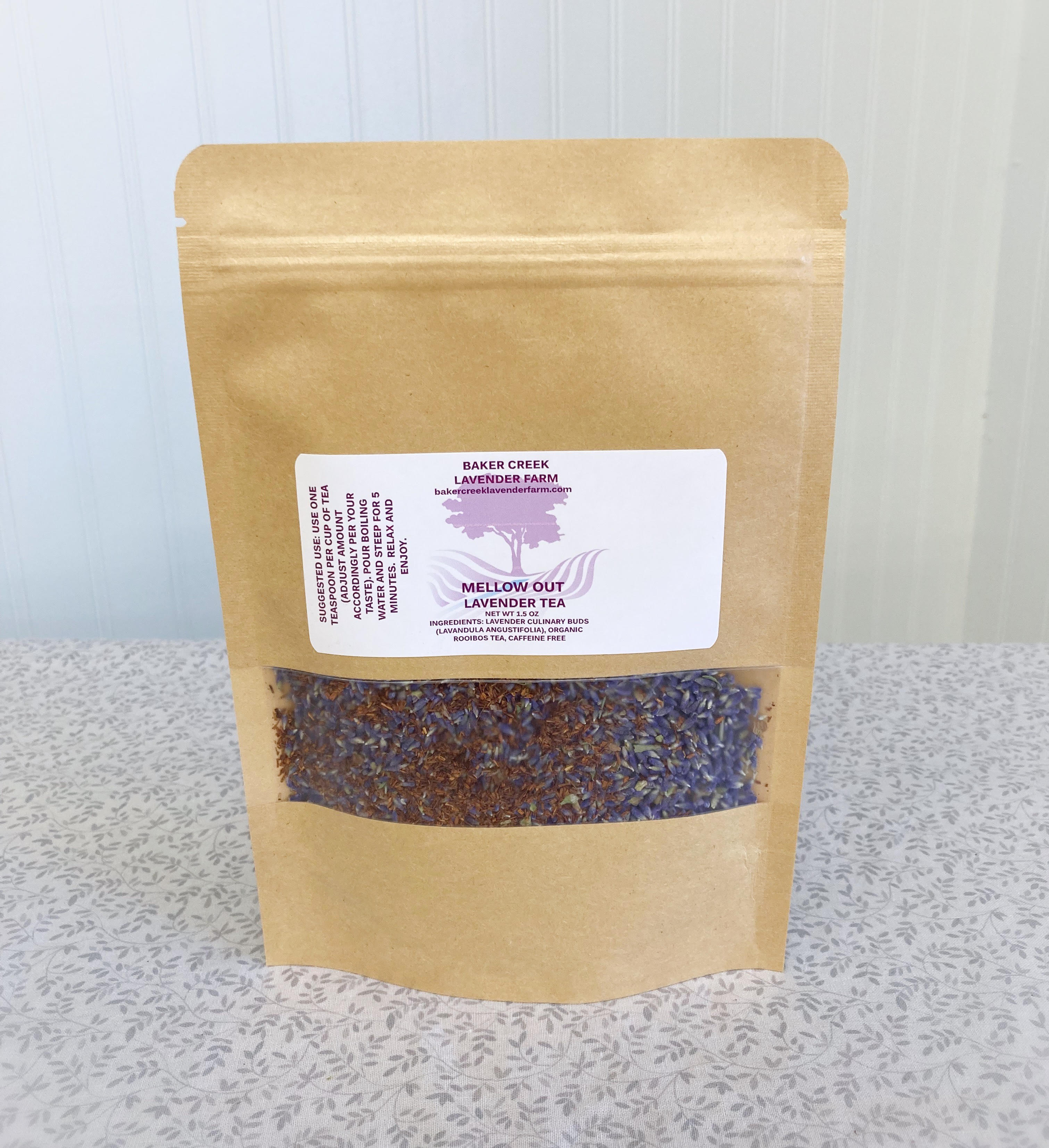 Mellow Out Lavender Tea - This packet holds 1.5oz of pure, lavender loose-leaf tea. It is grown by a local farmer here in Southern Utah.