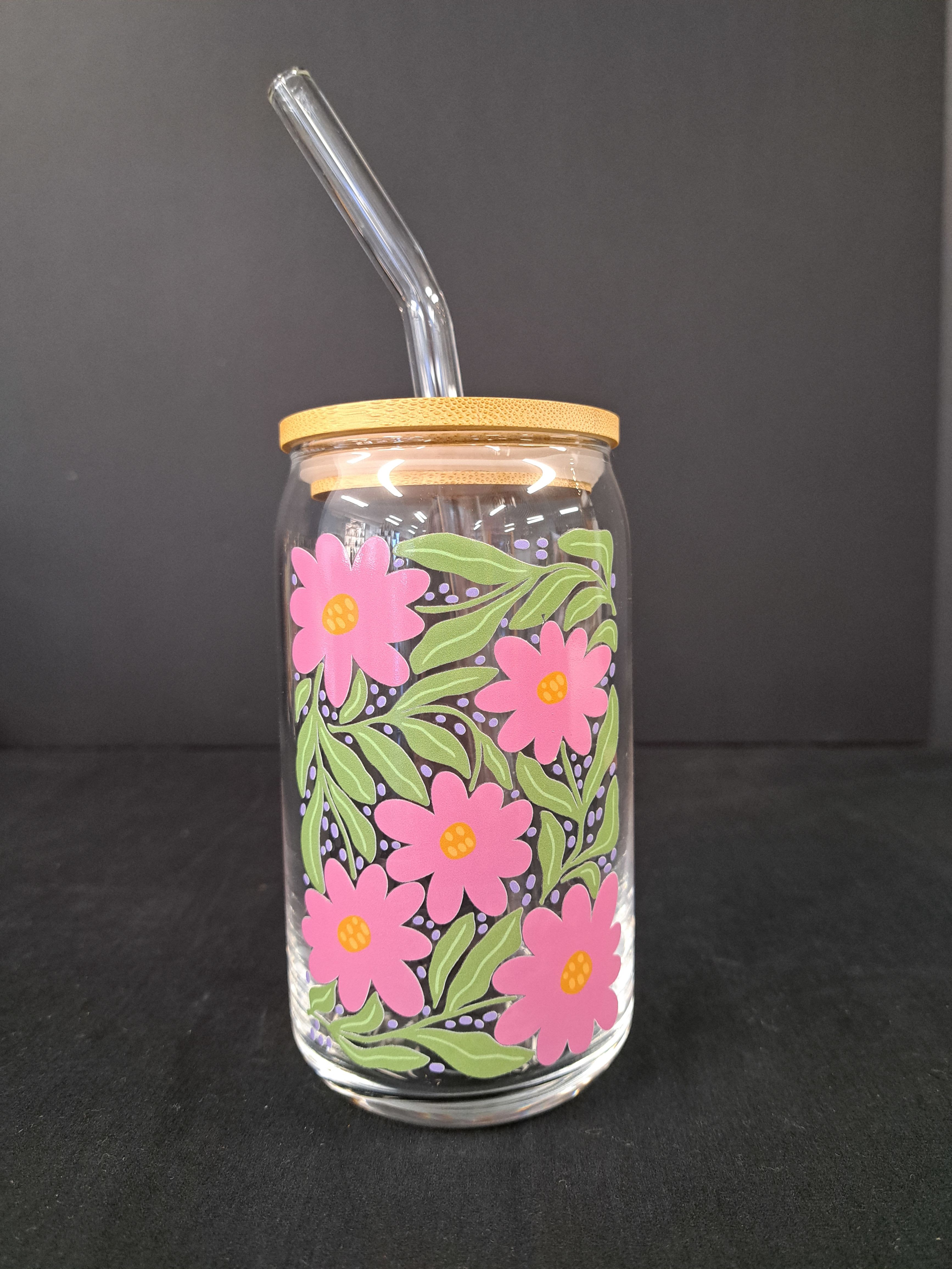 Pink Flower Cup - Handmade beverage cup.