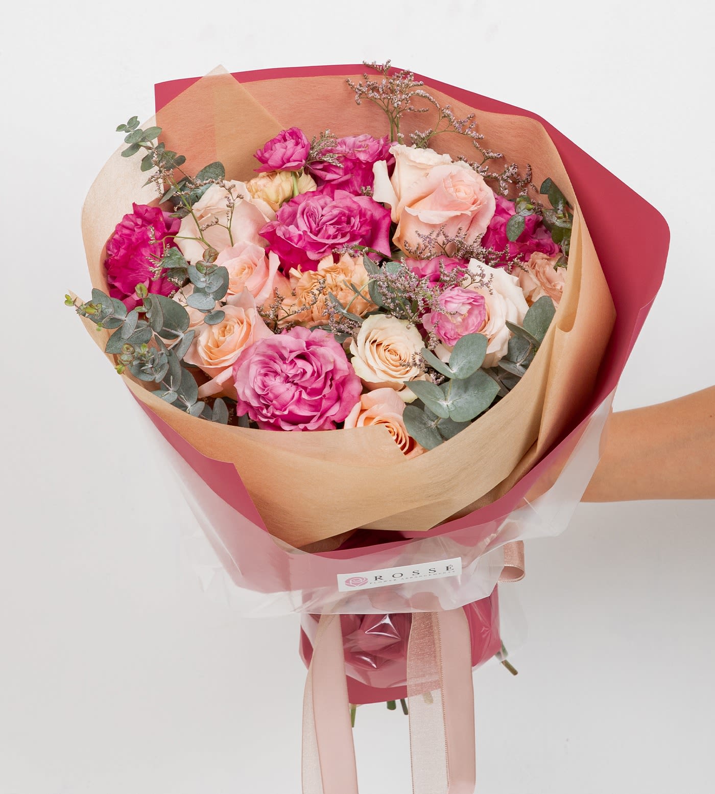 Love In Paris - A french vibe mix flower bouquet for any lovely or special occasion. A mixture of different type of roses finished with airy greenery an Parisian feel.