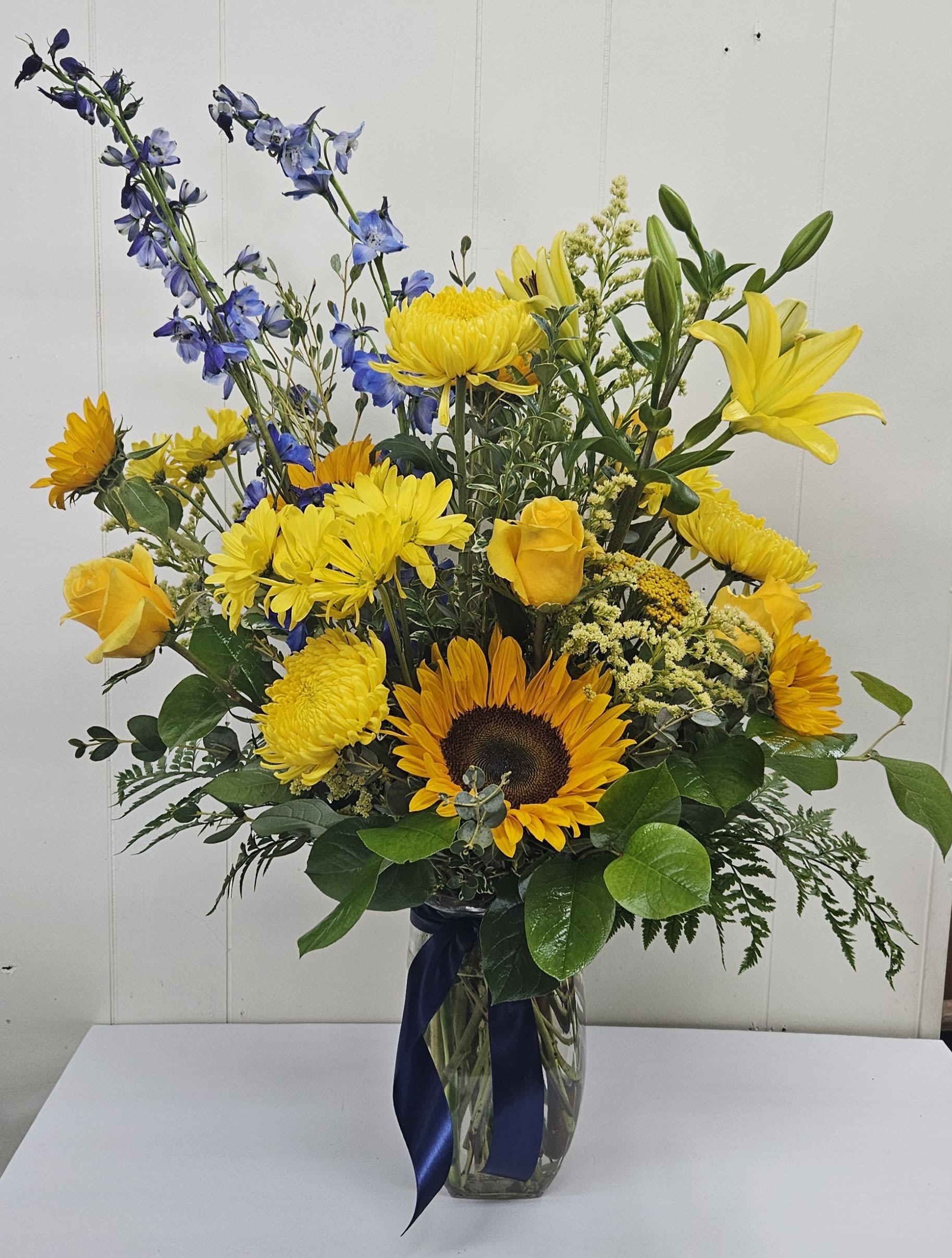 Bright Day - Beautiful yellow Arrangement with hints of blue