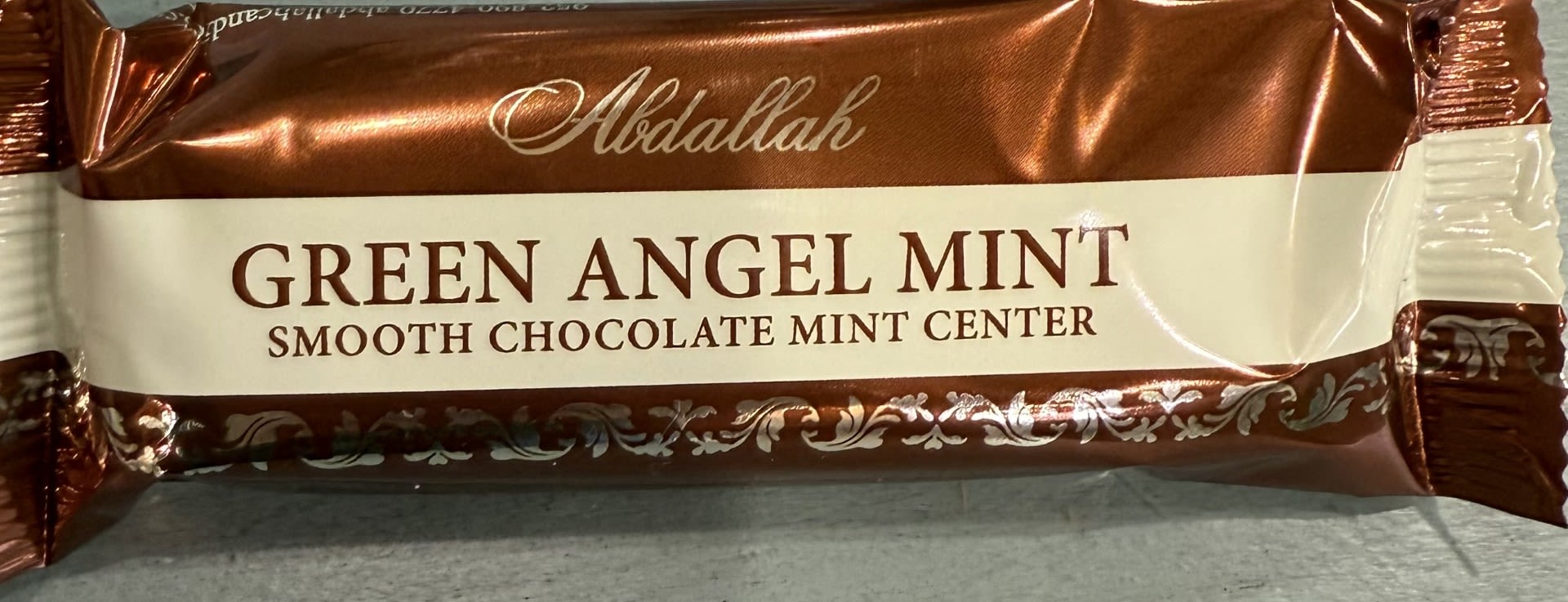 Abdallah Green Angel Mint Bar - Smooth chocolate mint coated in green mint. Made in Minnesota