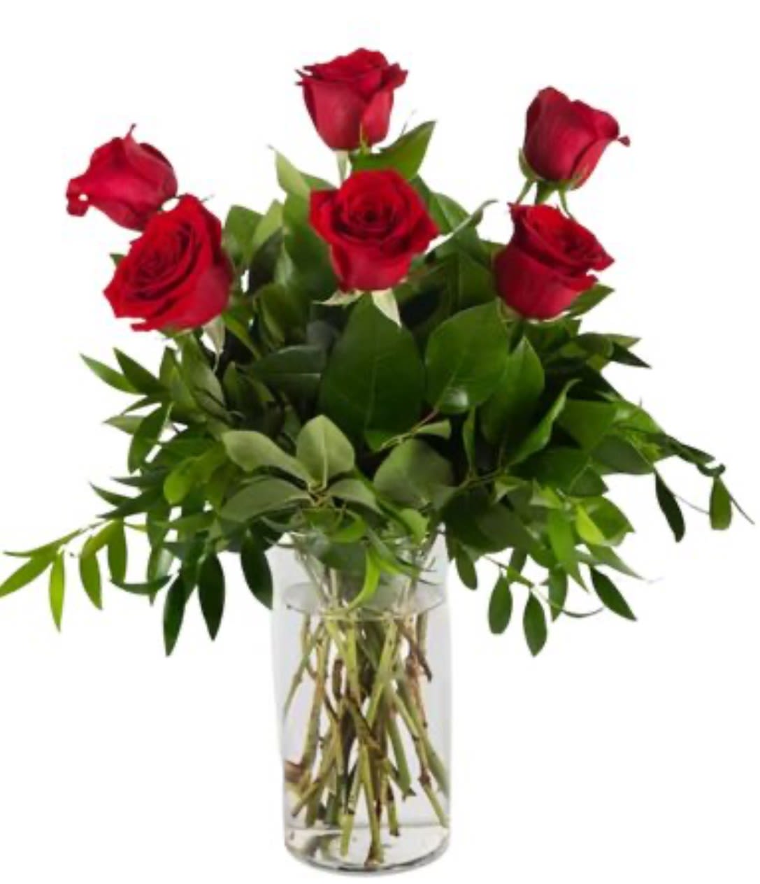 Half Dozen Roses - A vase full of six beautiful roses