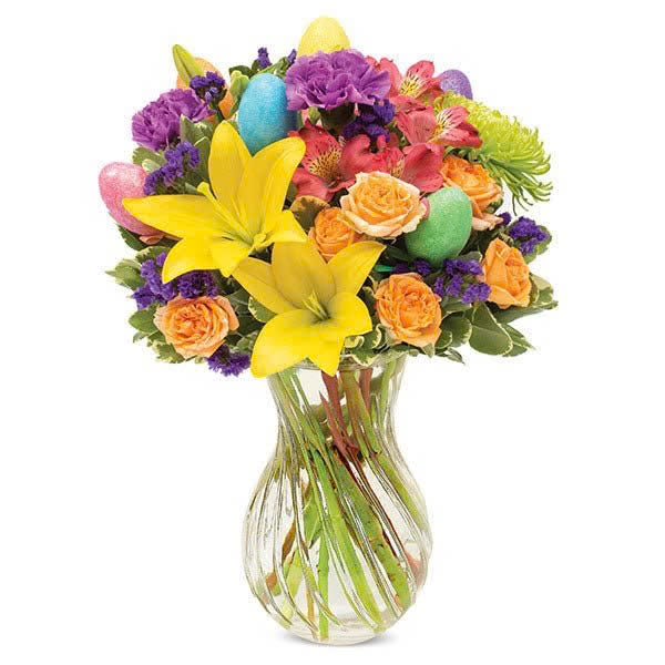 Classic vase of Easter blooms - Classic vase of beautiful blooms for Easter. 