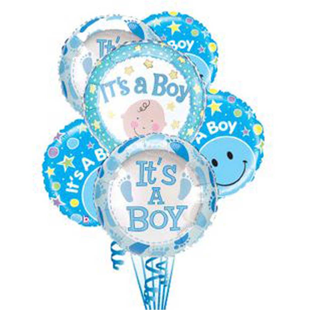 It's A Boy Balloon Bouquet  - It's a Boy Balloon Bouquet is an assortment of 6 helium-filled mylar balloons for the occasion with a balloon weight. 