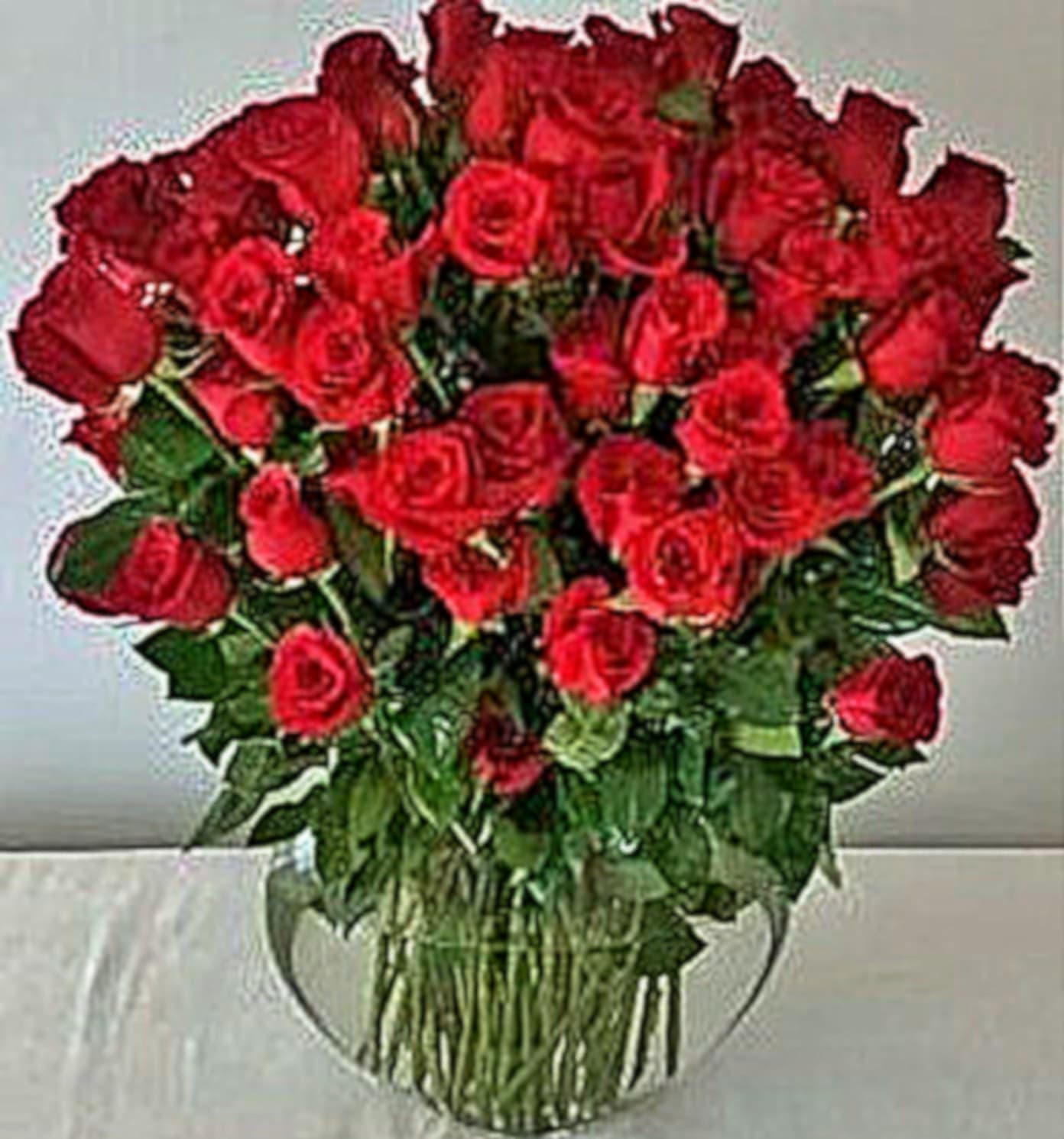 Breathless  -- 100 roses arranged in a vase - 100 of our most special 70cm (27inches) long stem roses in a special vase.   Guaranteed to take the breath away of your special someone.   Let us know your color preference: red, white, yellow, pink, hot pink, lavender, orange or peach.