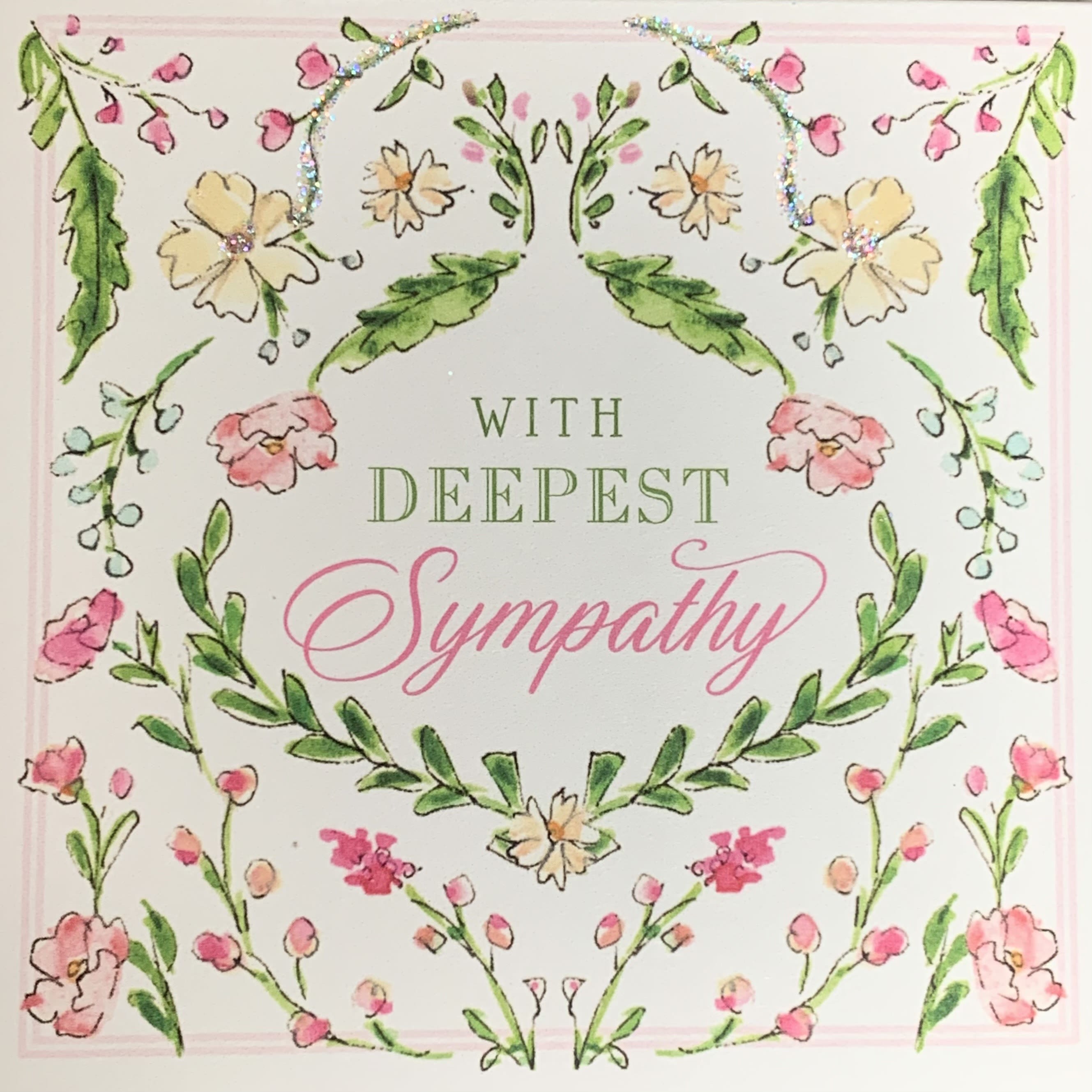 With Deepest Sympathy Enclosure Card - Sympathy enclosure card featuring pink flowers and greenery. A special touch to add to any arrangement. Inside in blank to include your personal sentiment.   Shop the best gift items in Wilmington, Delaware at your local florist and gift shop. From fresh floral arrangements and gourmet treats to unique seasonal décor and thoughtful gifts for any occasion, we offer carefully curated selections to delight your loved ones. Perfect for birthdays, anniversaries, holidays, or special celebrations, each gift is crafted with quality and care. Enjoy same-day delivery in Wilmington, DE, and surrounding areas, making it easy to send joy, love, and celebration right to their doorstep.