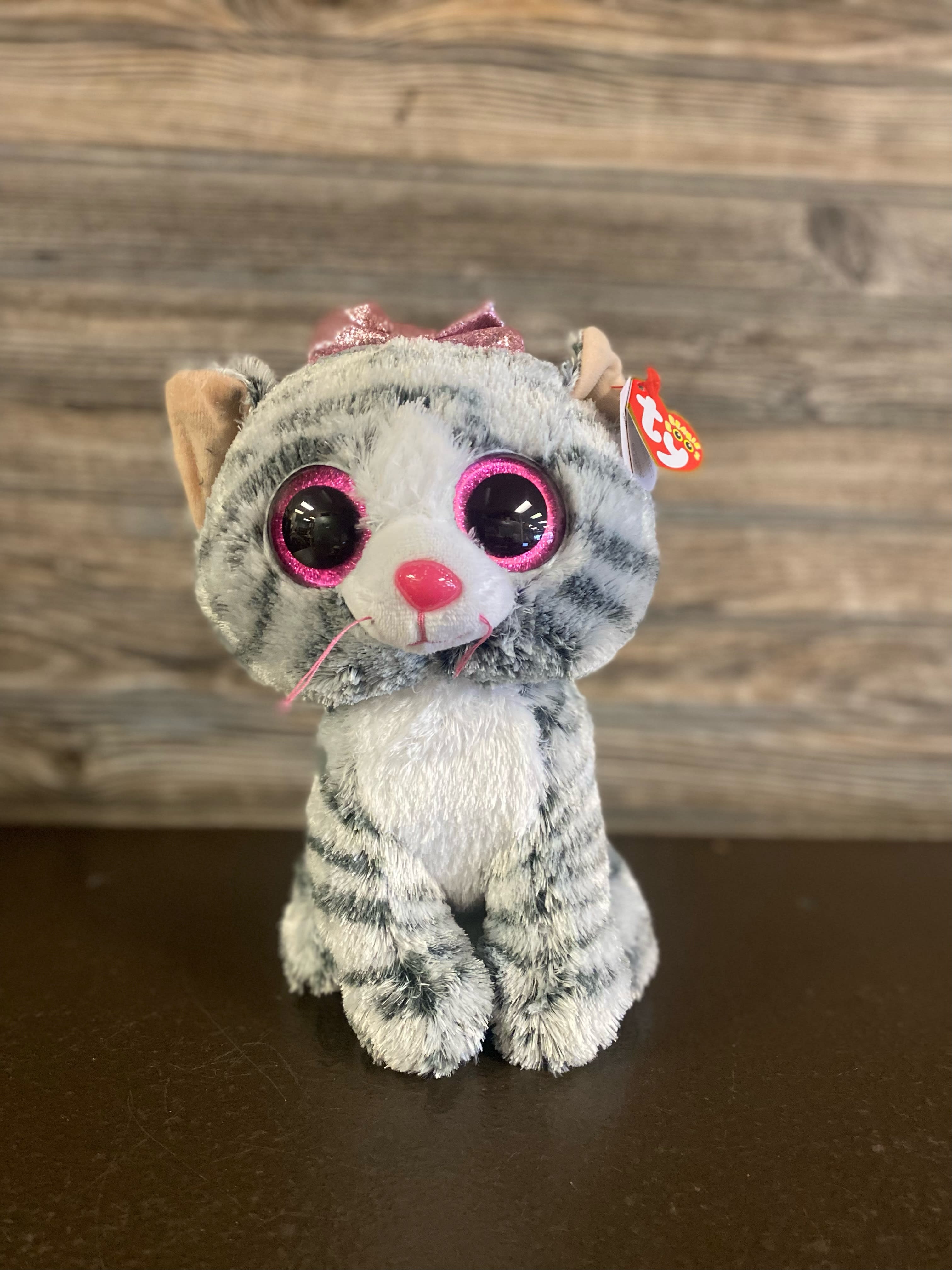 TY GREY CAT- KIKI  - TY GREY CAT, KIKI. ABOUT 9 INCHES TALL. 