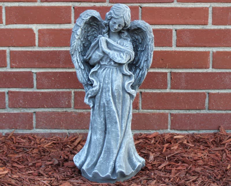 Concrete Ribbon Angel - Angel statue stands approx 19” tall.