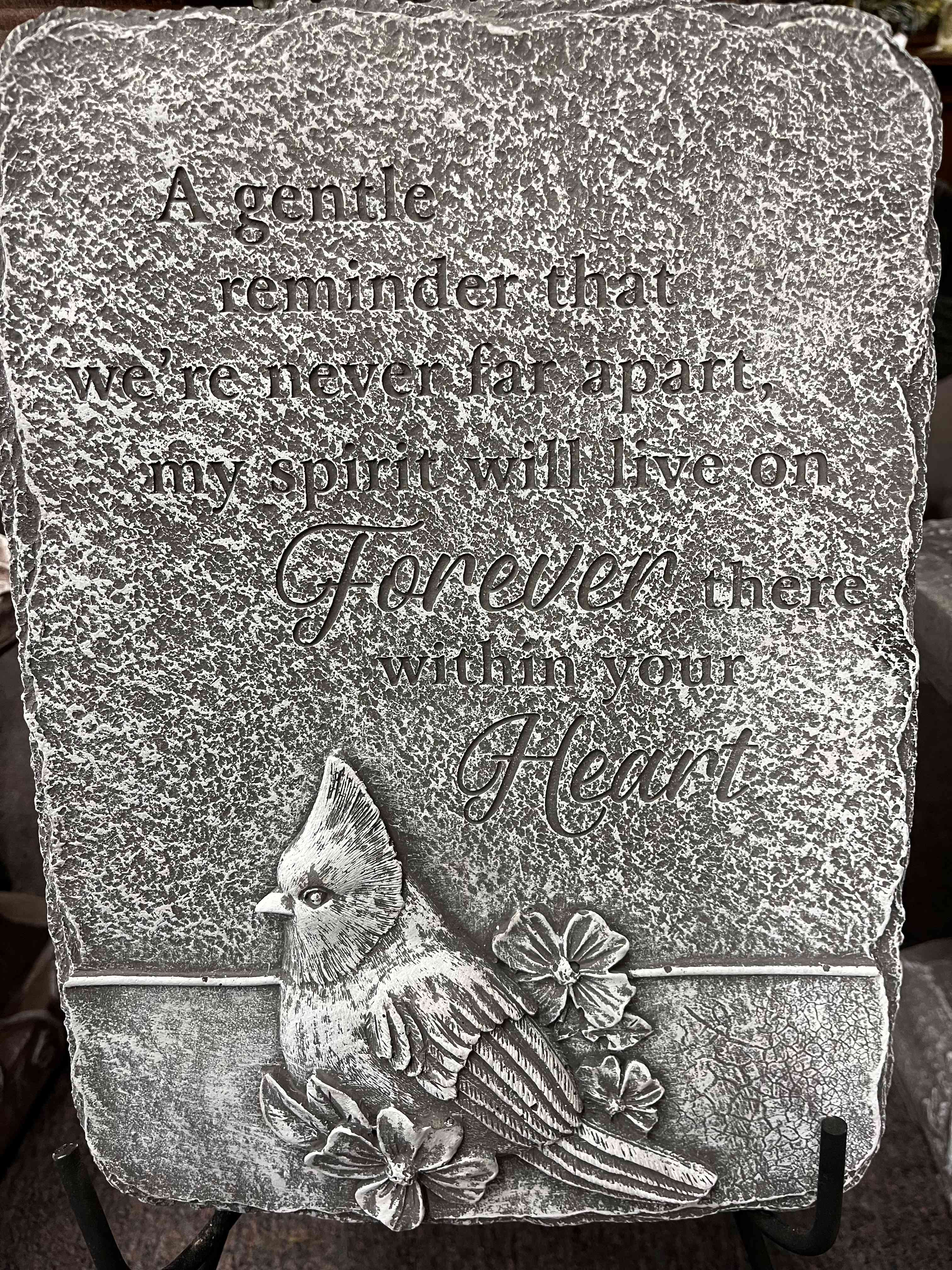 Large Concrete Cardinal Plaque - Solid concrete cardinal plaque approx 13" tall. 