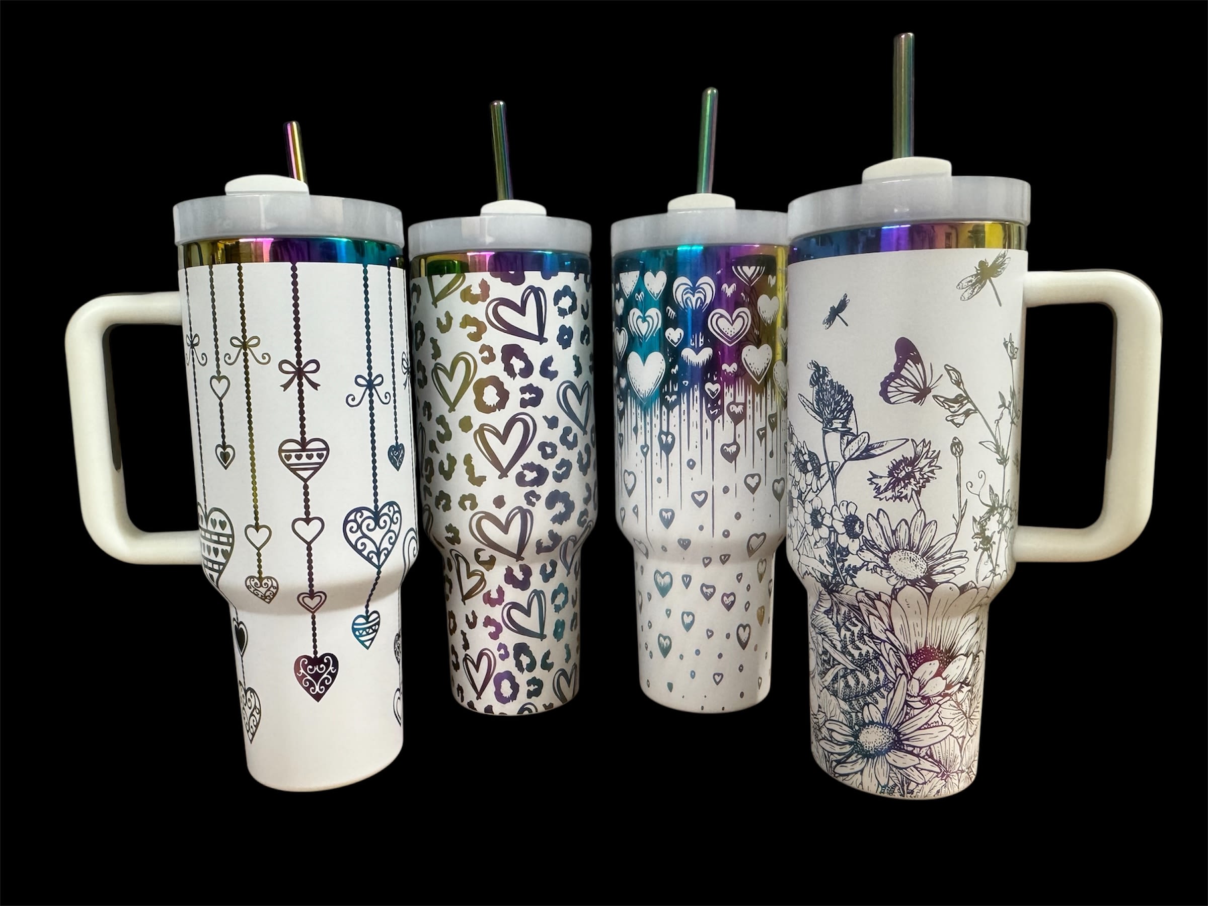 Custom Rainbow 40oz Tumbler - 40oz tumbler with or without flowers