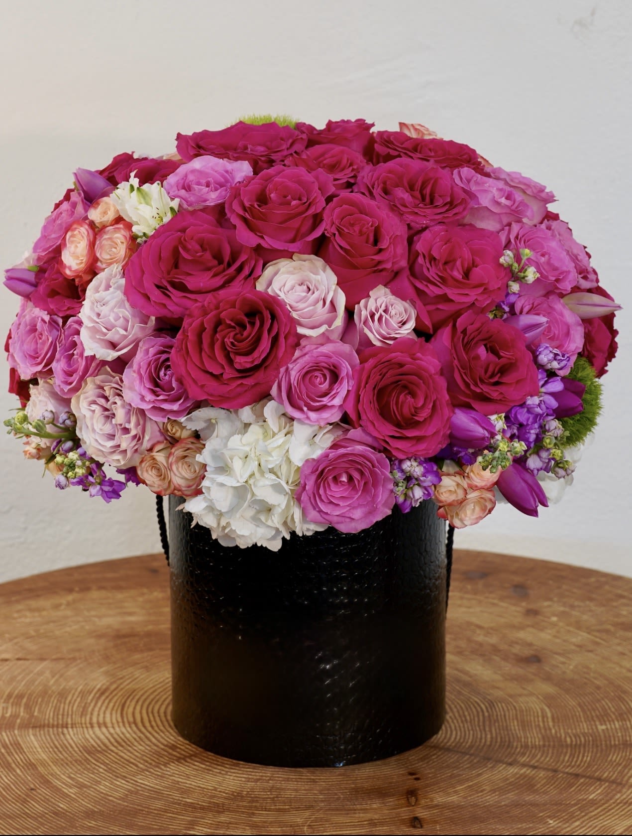 Pink Romance - Pink Romance is a luxurious floral arrangement designed with premium pink roses, hydrangeas, and seasonal blooms, creating a rich and romantic look. This elegant design is perfect for romantic gifts, anniversaries, birthdays, and special celebrations. Each arrangement is handcrafted by Guy Floral Studio, a luxury Los Angeles florist known for elegant and modern floral designs. We offer same-day flower delivery in Beverly Hills, West Hollywood, Santa Monica, Beverly Grove, Bel Air &amp; Culver City. Order online or call now for fast delivery today.