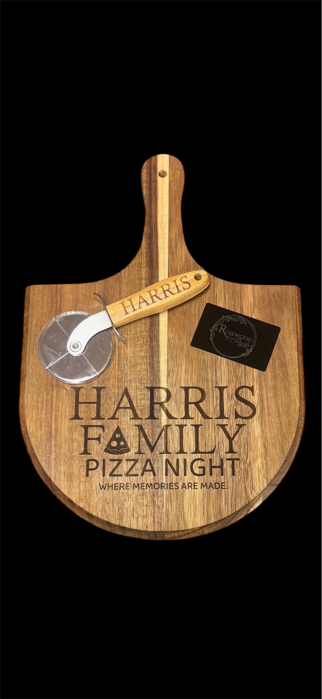 Customized Pizza Board with Cutter  - Beautifully Personalized pizza wheel and cutter. Perfect gift for any occasion.