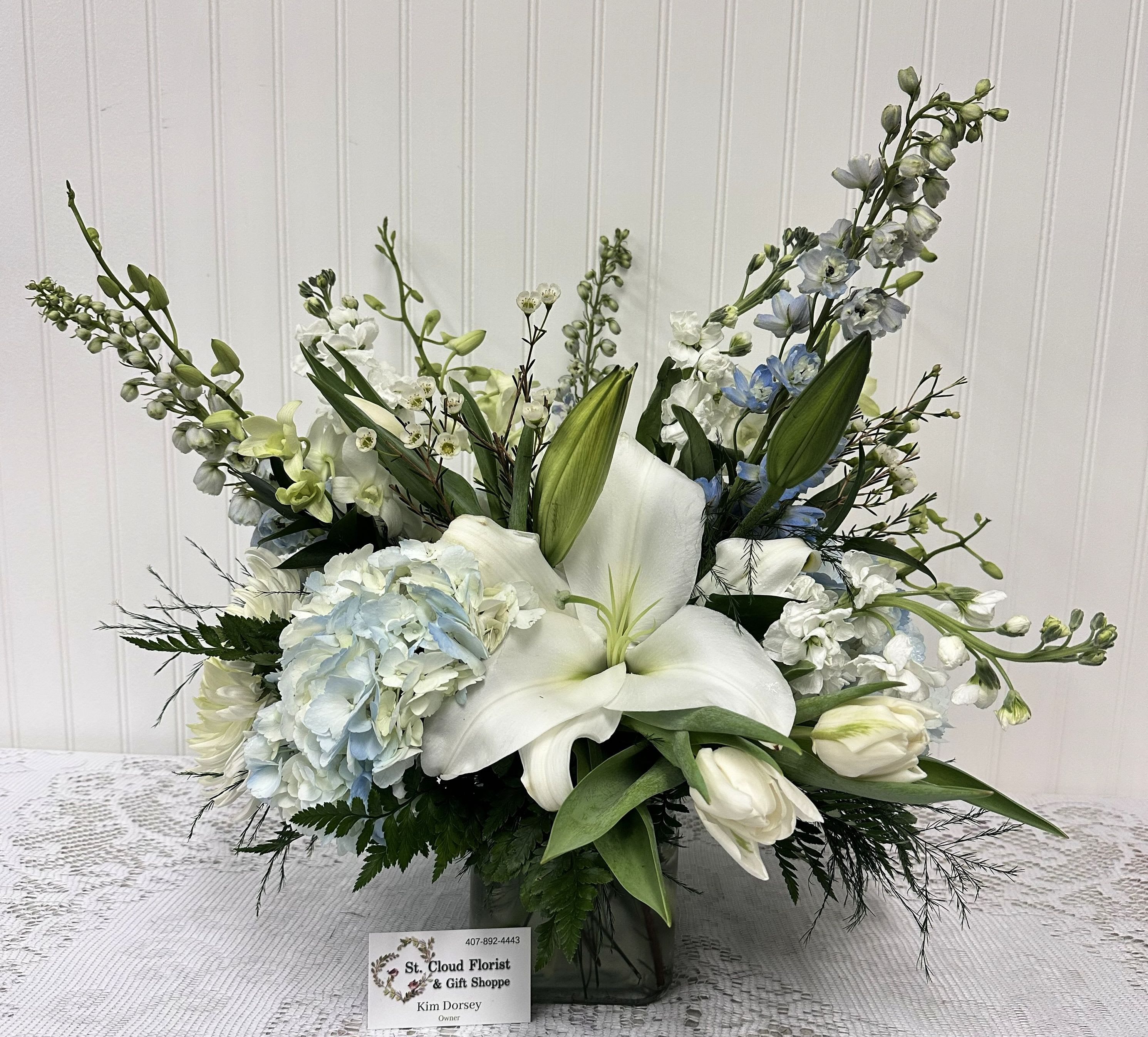 CU10 - Website Custom Cube Arrangement - Flowers and Containers are subject to substitution and availability.