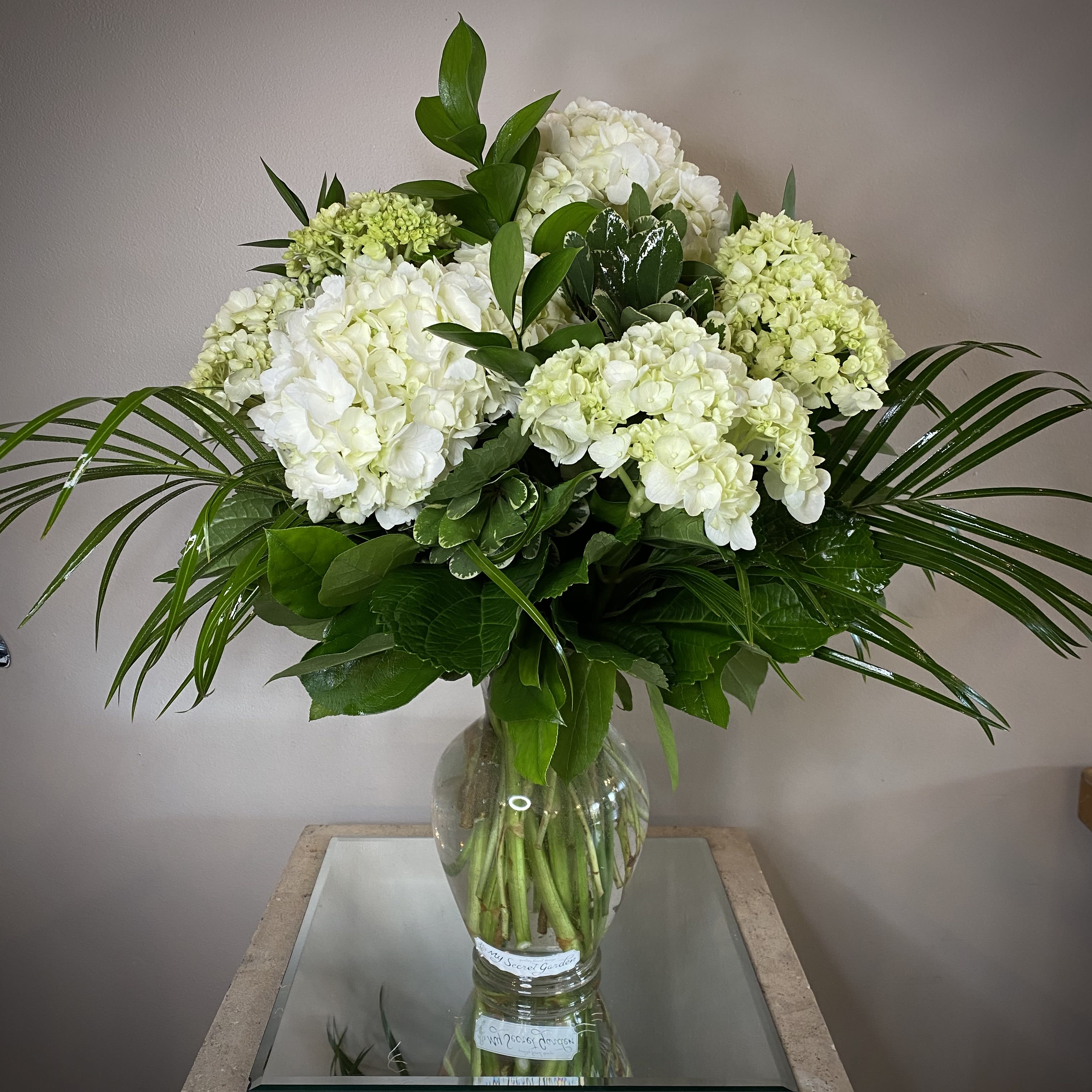 Classic Hydrangeas - Classically beautiful, this medium sized lovely design is perfect for any occasion. Approximate size is 19in in height and 15in in width.