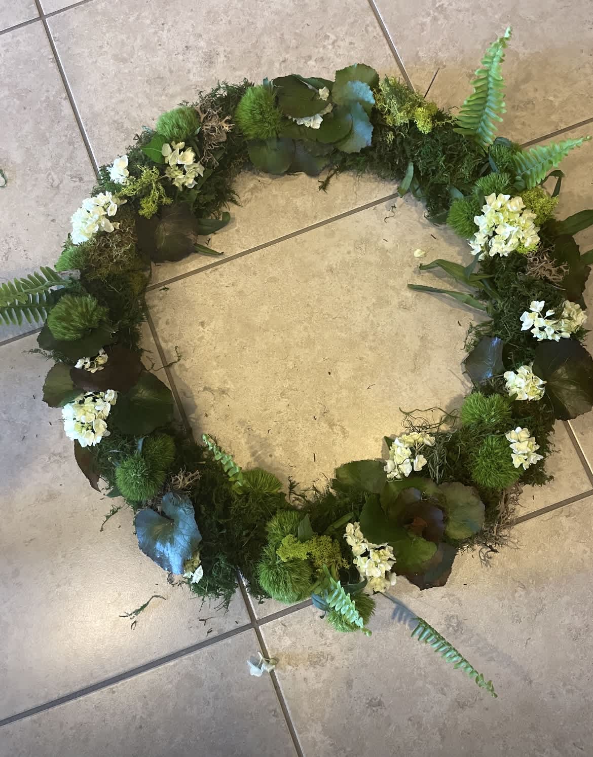 Natural Green - An 18" crown combination of greens, mosses, leather.