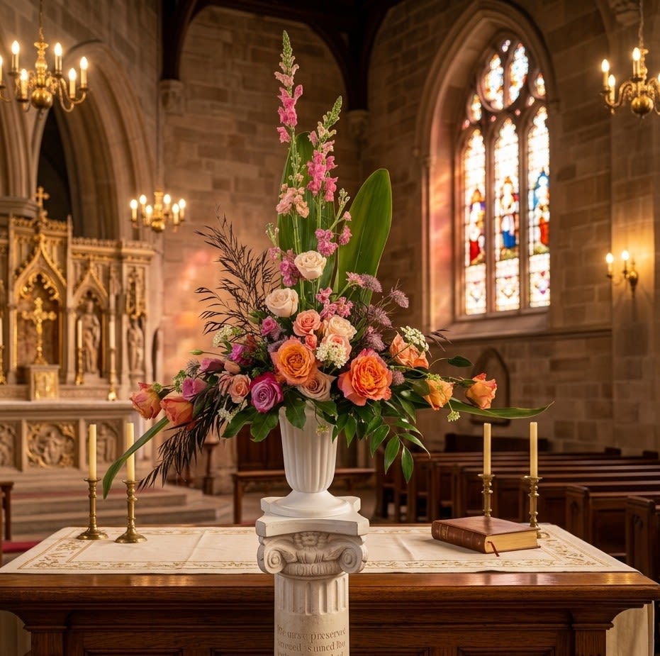 A Loving Presence - Designed to bring beauty, comfort, and serenity to a memorial or funeral service, our “A Loving Presence” sympathy arrangement is a heartfelt expression of remembrance. This elegant design features roses in soft lavender, blush pink, and peach tones, accented with seasonal flowers and lush greenery for a meaningful tribute.  The gentle color palette offers peace and warmth, making it an ideal choice for honoring a loved one with grace and love. Perfect for display in churches, funeral homes, or celebration-of-life services, this floral arrangement adds a comforting presence to any ceremony.  At Specialty Floral Design, your local Olympia florist, we thoughtfully craft each sympathy bouquet to reflect the spirit of the person being remembered. Customizations are welcome—we can adjust colors or flower types to match your family’s wishes or the personality of your loved one.  Flower Delivery in Olympia &amp; Nearby Cities We offer sympathy and funeral flower delivery to:  Woodlawn Funeral Home  Alternatives Funeral &amp; Cremation Services  Mills &amp; Mills Funeral Home  Churches, venues, and private homes in Olympia, Tumwater, Lacey, and surrounding areas  Let us help you honor a beautiful life with funeral flowers and sympathy arrangements that provide comfort, elegance, and a personal touch.  