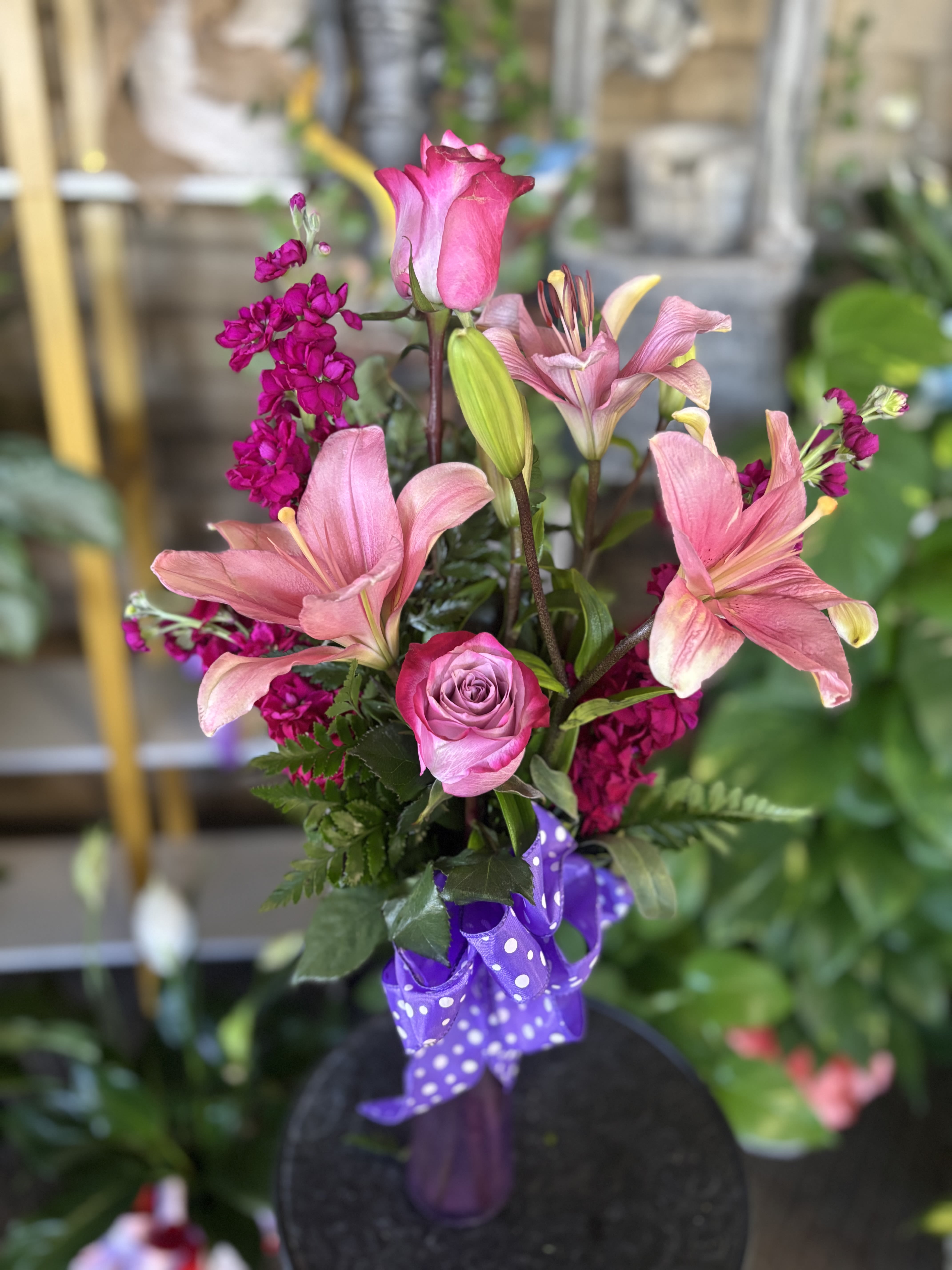 Lilies LOVE  - Fresh flowers in long bud vase 