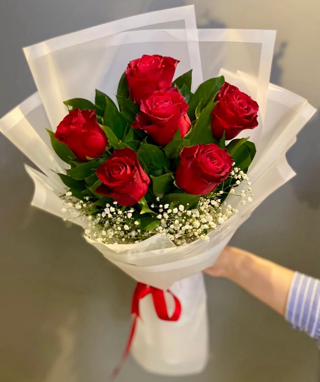 layered roses in white wrap - layered roses in white wrap