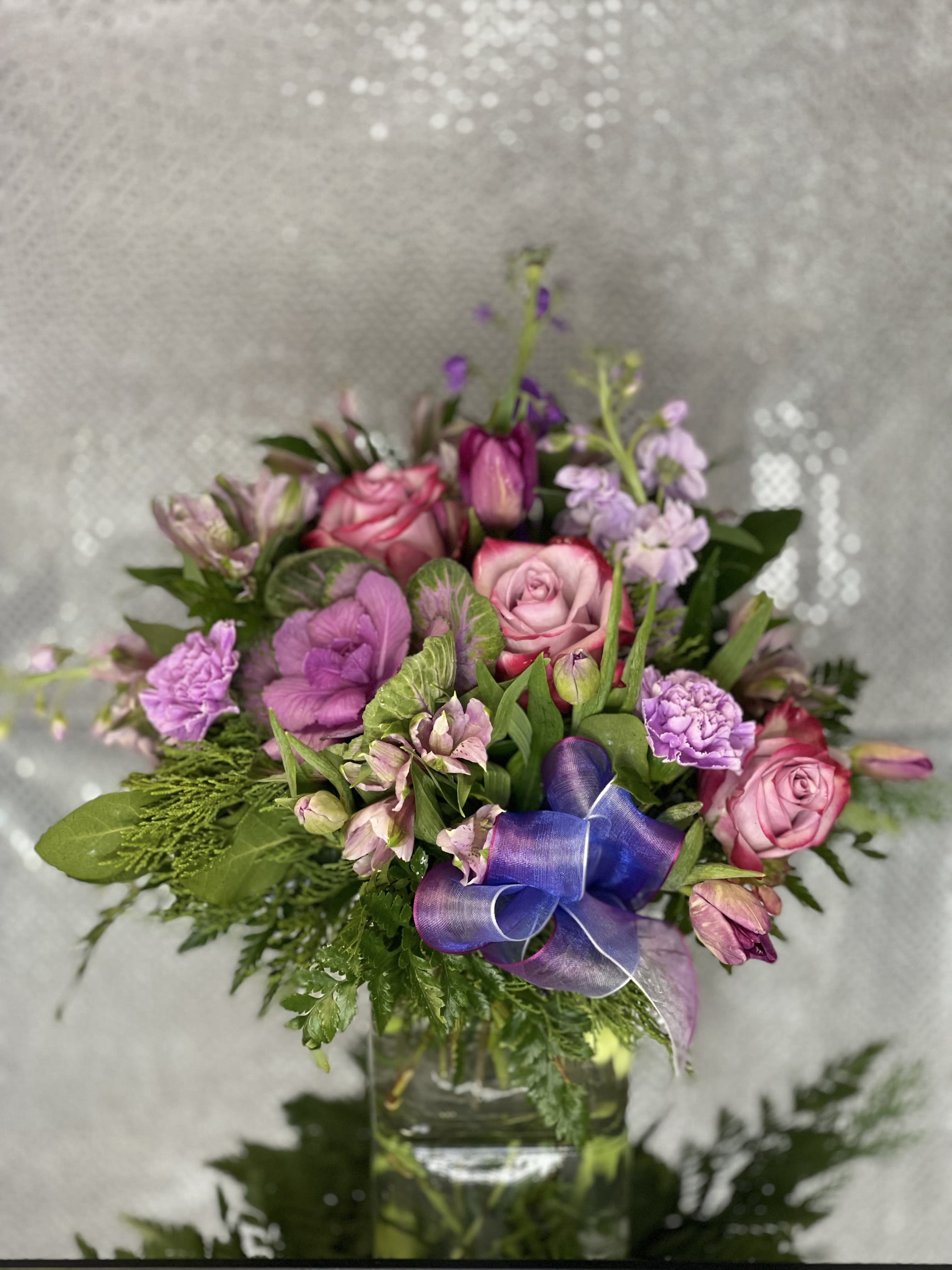 Lovely Lavender - Lavender blooms displayed in a low container
