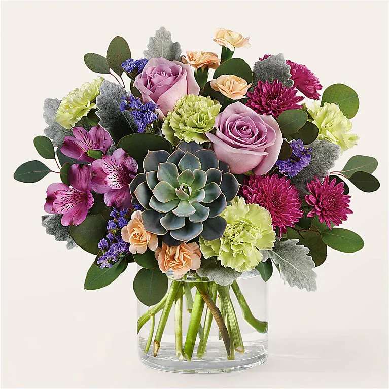 Botanical Dream Bouquet - Bloom Details Rose Carnation Chrysanthemum Eucalyptus