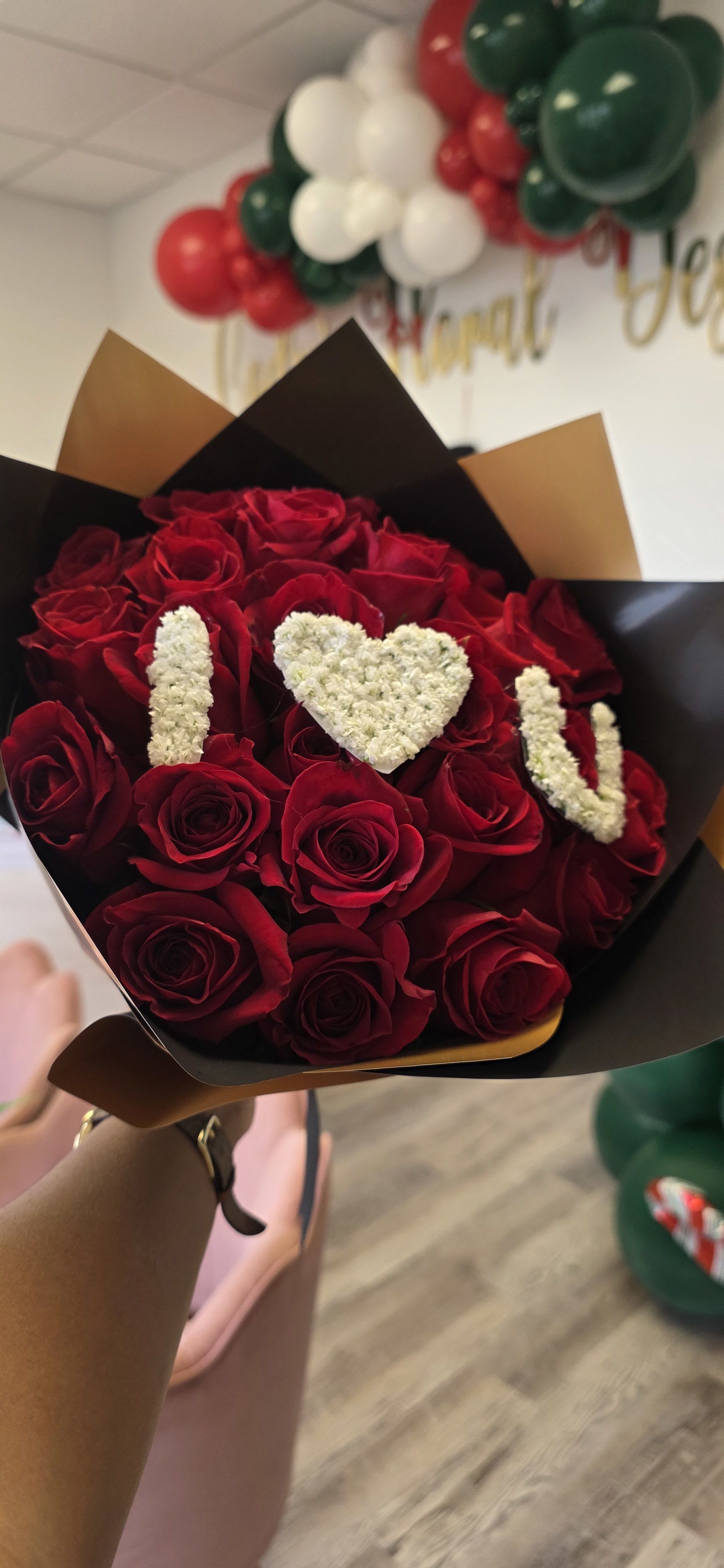 Rose Bouquet 2 - Our 25/50/75 Stem Rose Bouquet with baby's breath logo/initials delivers elegance, romance, and wow-factor in every bloom. Limited availability – order early!  If you would like to customize a rose bouquet, please contact us today at 772-249-5688 