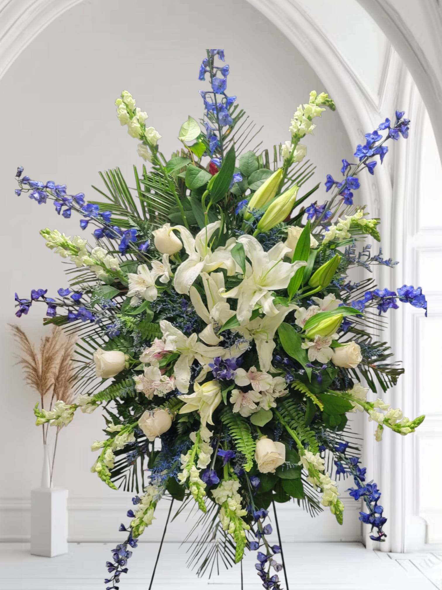 Sky Blue Heaven - Elegant Standing Spray for funeral