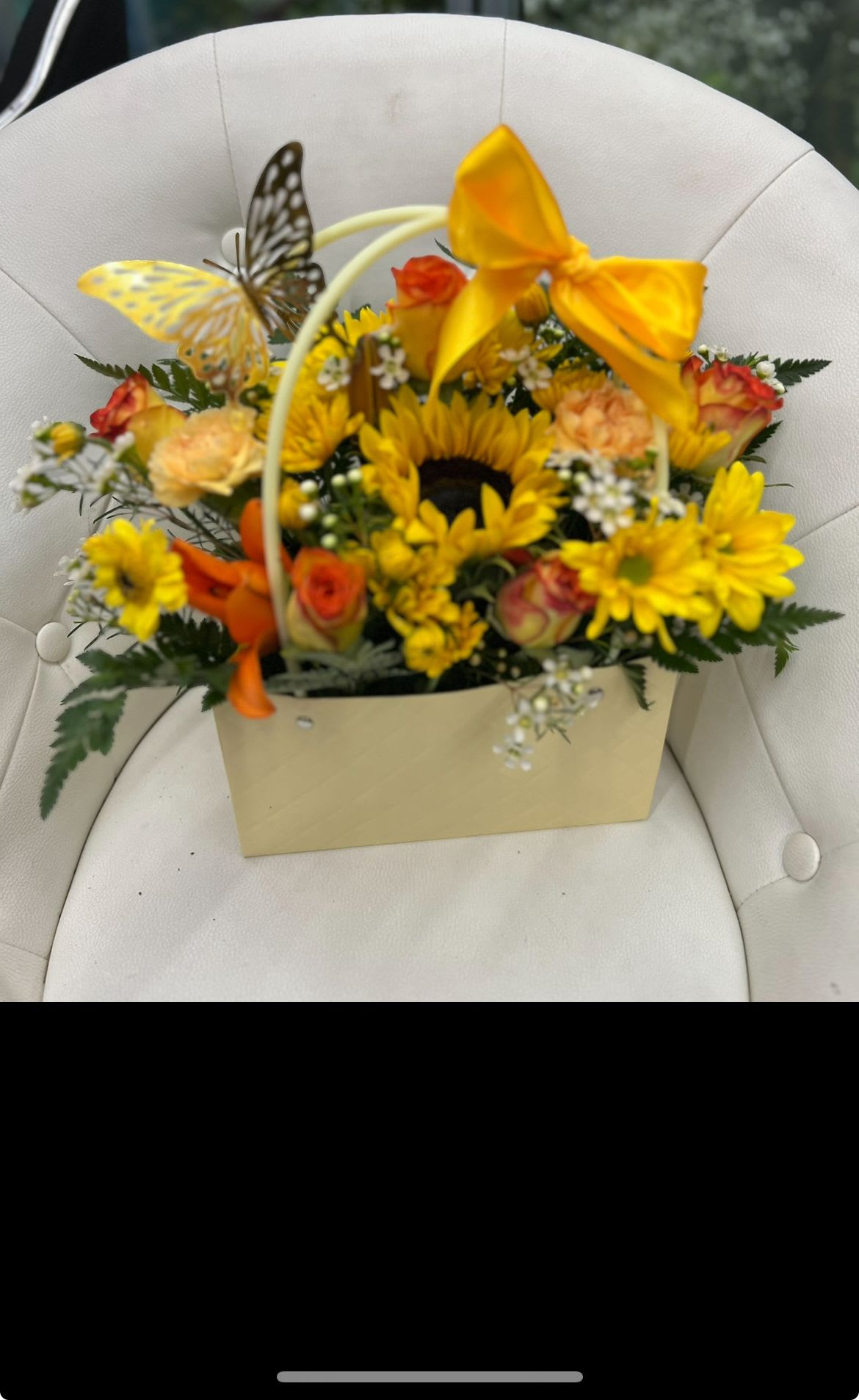 Flowers in a bag  - We have these 2 colors . Let us know which one of yellow shade or pink shades . If we don’t have the same exact flowers we will keep the same colors and add different mix flowers that match . And we will try to keep it as similar as possible. 