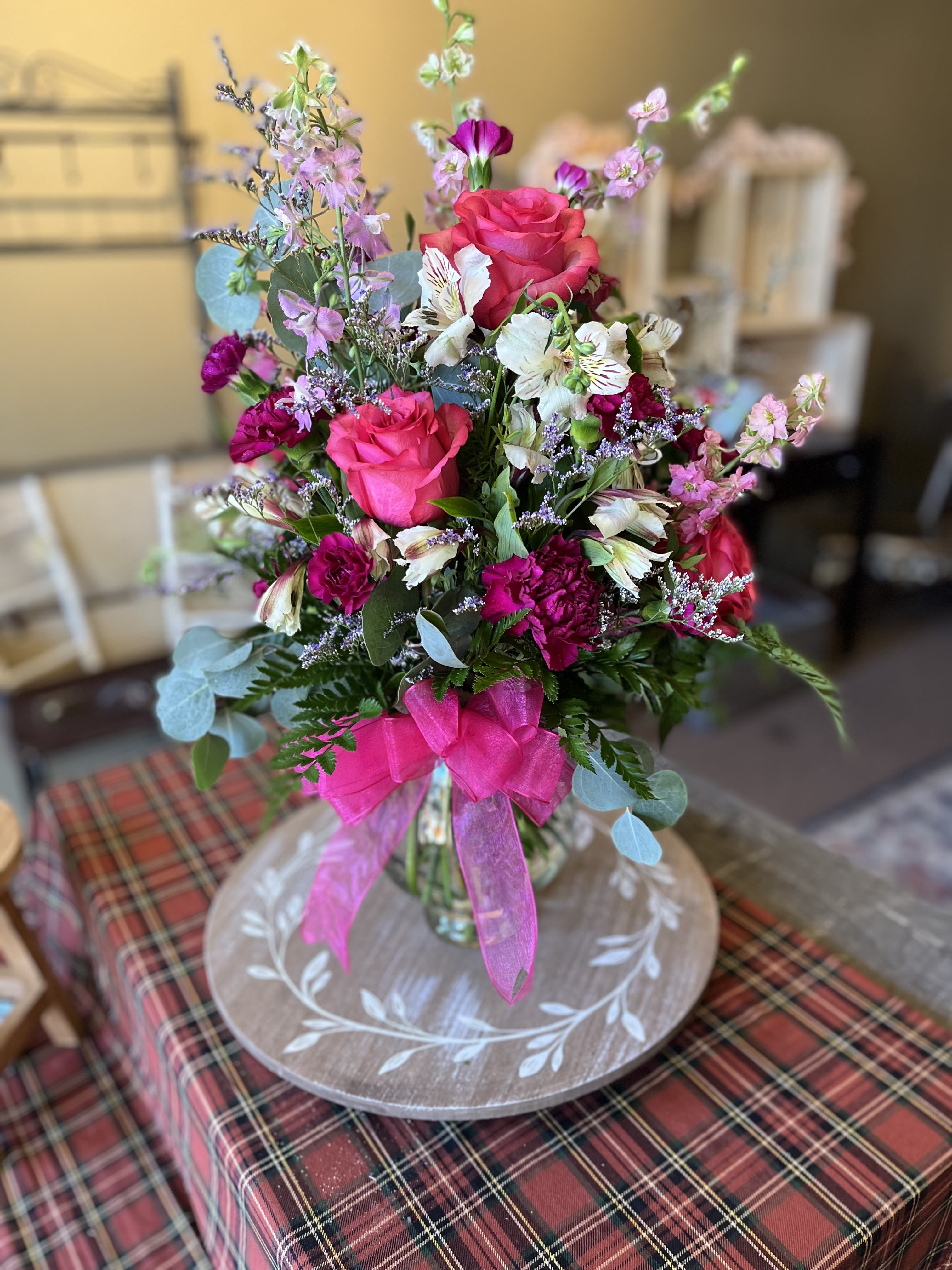 Elizabeth - Colors and flowers may vary based upon availability.