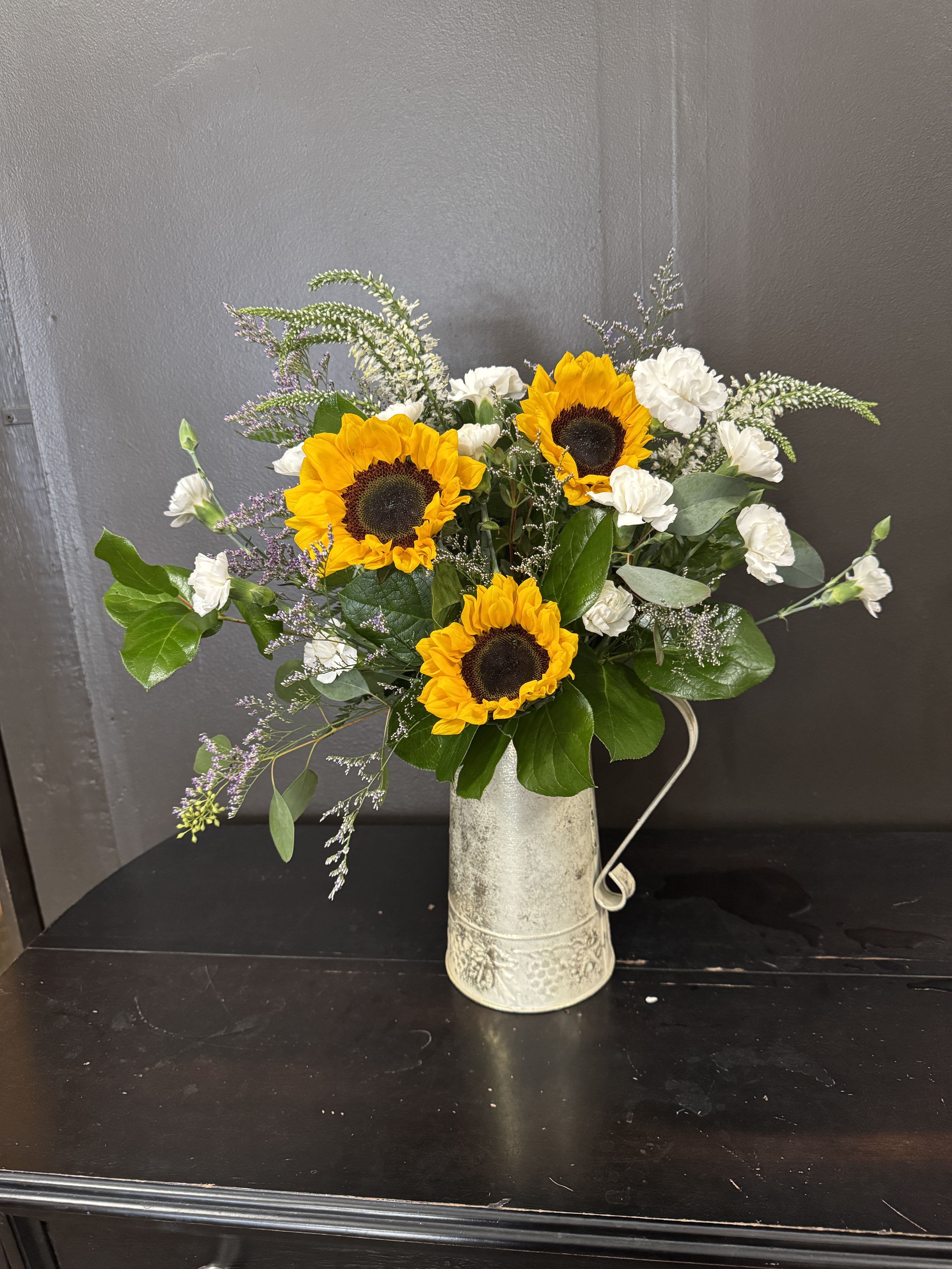 Surprise Sunflowers - A pitcher of sunflowers and fillers