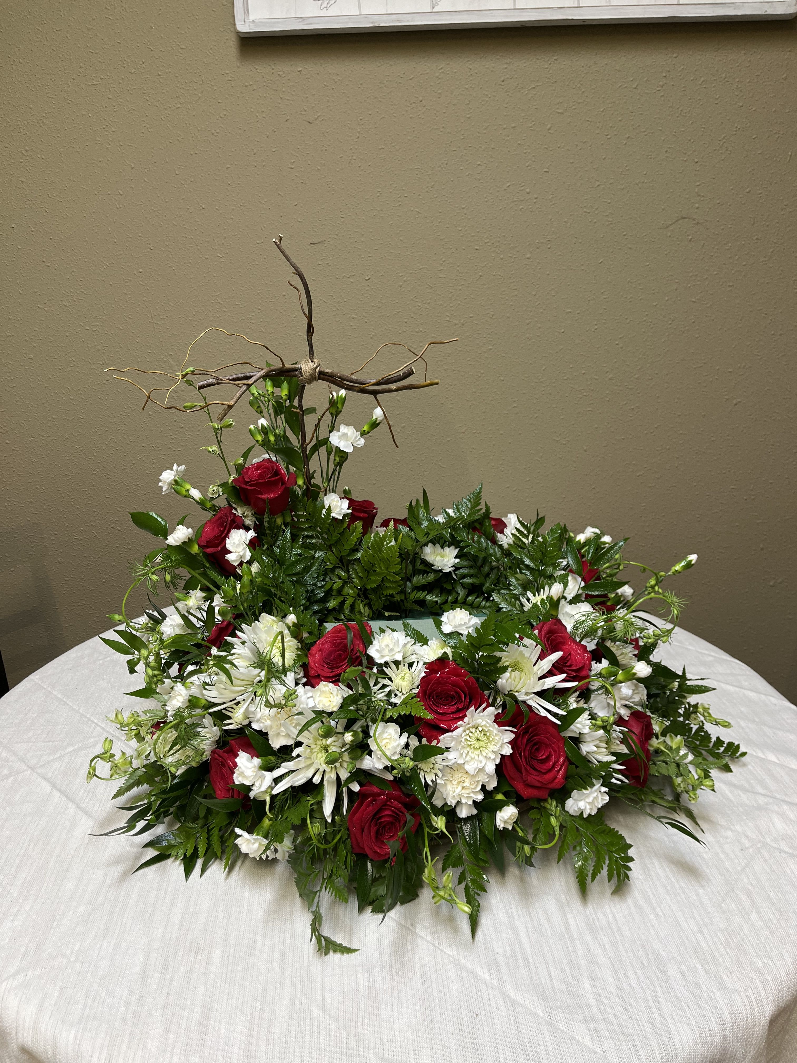 Cross Urn Piece - Please call, email, or schedule a consultation for sympathy work.