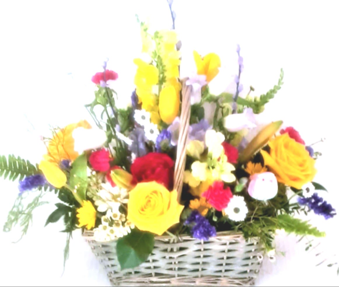 Spring Glory Basket  - A large mix of spring flowers, tulips, daisies, roses and so much more!
