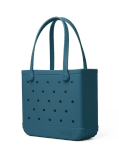 Teal perforated tote bag with double handles