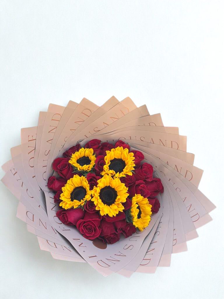 Red roses Sunflowers  - sunflowers &amp; roses 