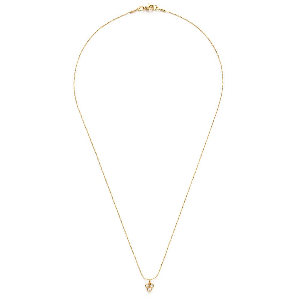 3 Crystal Necklace - The Tiny Triple Crystal Necklace reflects a glint of light, a sparkle to catch the eye. A minimalist statement, this piece layers beautifully with other necklaces or a show stopper work alone. Made of 14k gold plated brass with Czech crystal. The chain is coated to resist tarnish and create a hypoallergenic surface. Designed and assembled in California. Arrives in a gift box with ribbon.