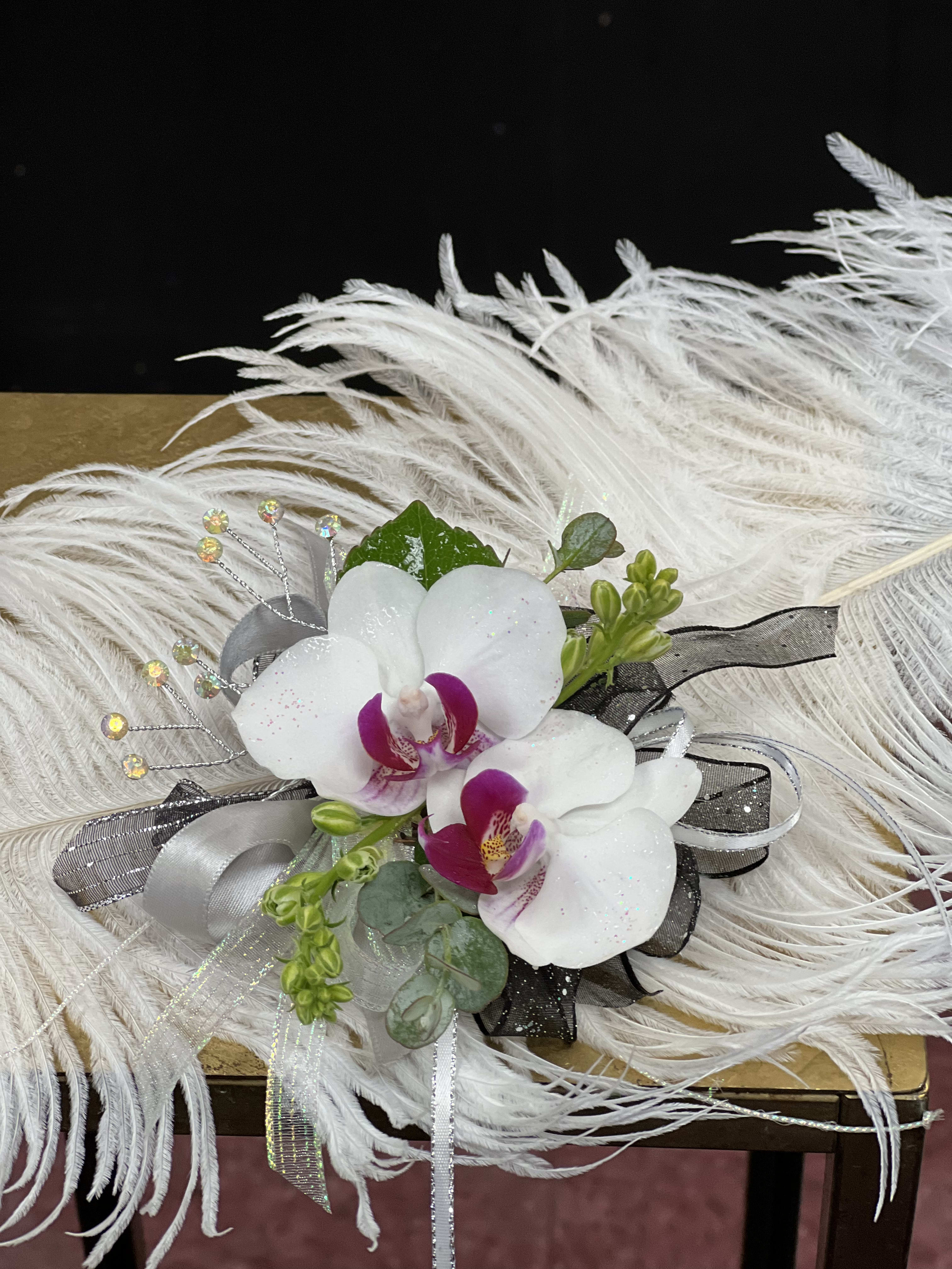 Corsage with Orchid by Charlene - Wrist corsage or Pinon corsage for your special events just indicated that what color of ribbon you prefer and what color of flowers