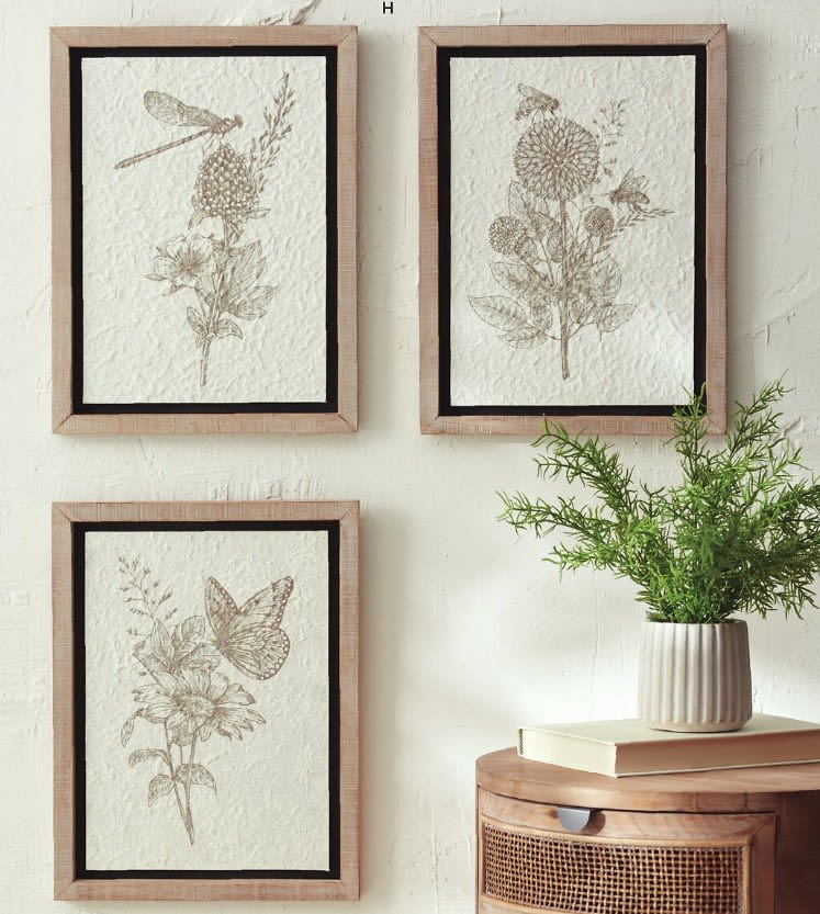 Framed Botanical Prints - With 3 different designs to choose there is one for every lover of art prints. These are organically printed on hand made paper with an MDF wood frame. $38 for one or $105 for all 3, a savings of $9!
