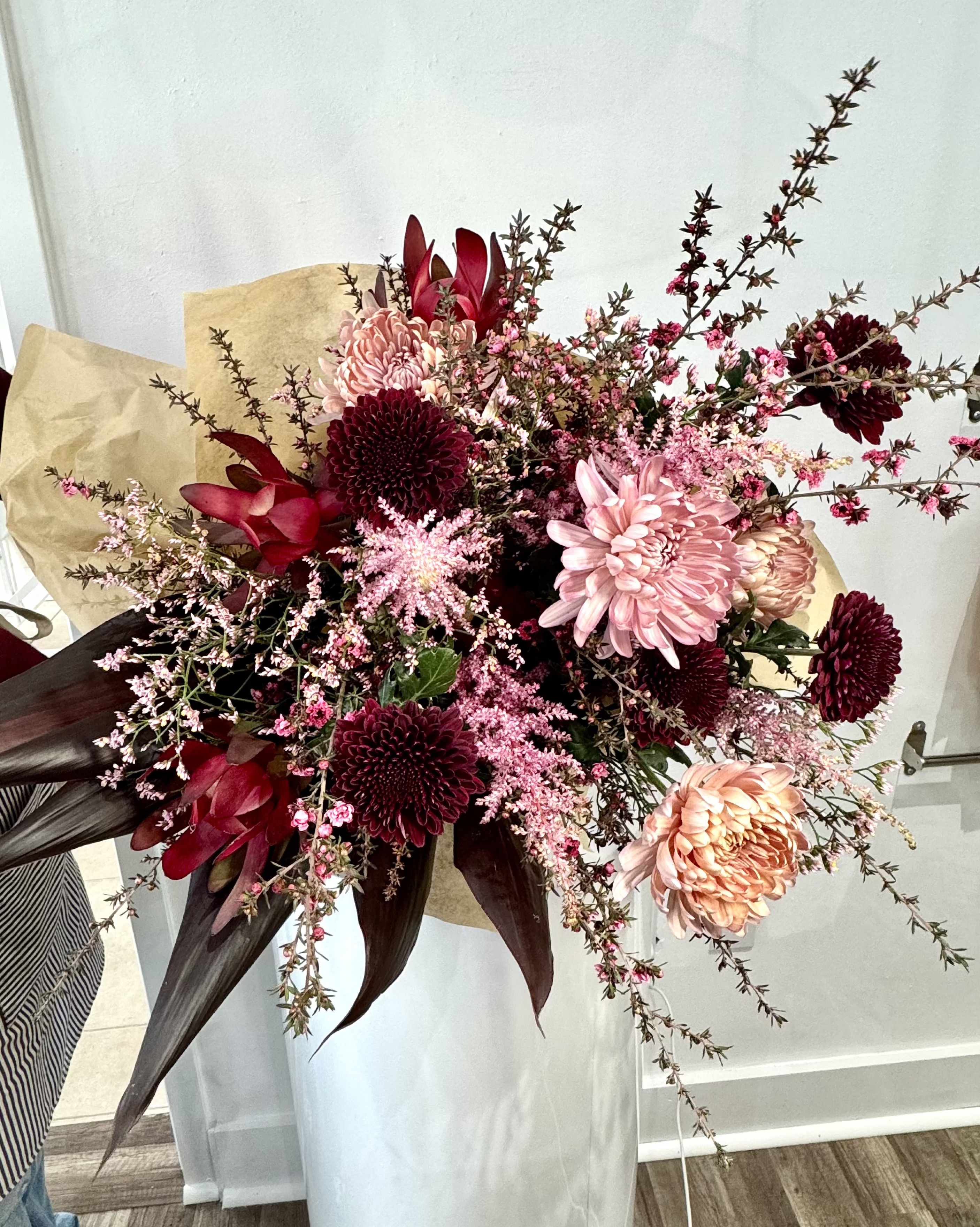 Everyday Valentines - This colosal tied bouquet is a modern mixture of pinks and magentas that works for Valentines day or for any other day.  