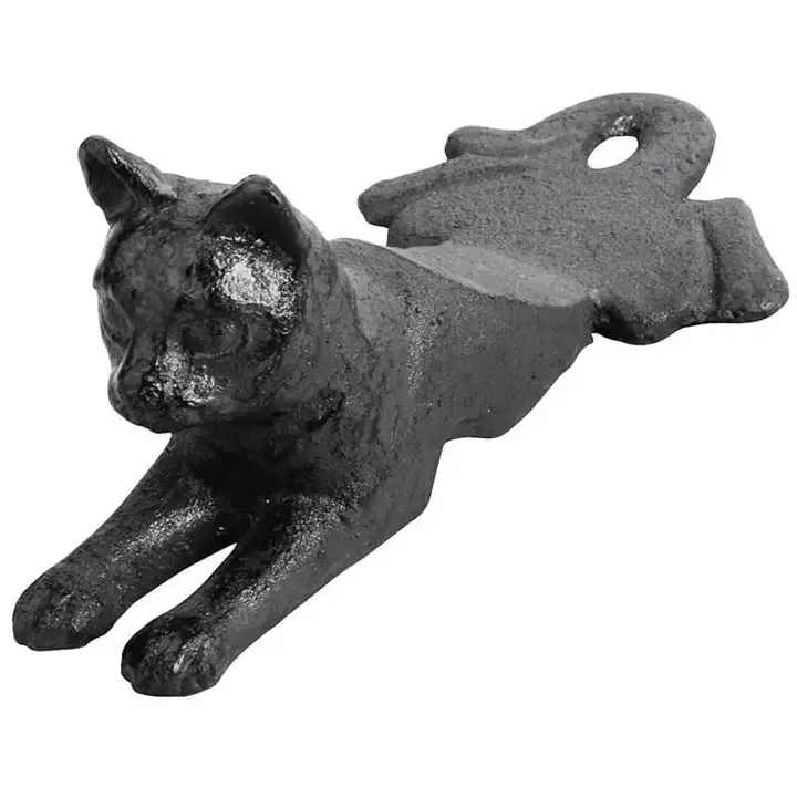 Cat Door Wedge, Cast Iron - Cat Door Wedge, Cast Iron, Black. No more slamming doors, thanks to this functional cast iron doorstopper in the shape of a cat. Due to its wedge shaped design this item will wedge itself tight under a door. This decorative cast iron door stopper has been hand cast according to centuries old tradition and craftsmanship.