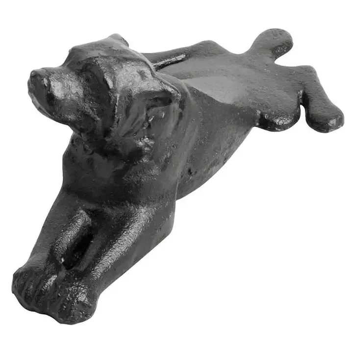Dog Door Wedge - Dog Door Wedge, Cast Iron, Black. No more slamming doors, thanks to this functional cast iron doorstop in the shape of a dog. Due to its wedge shaped design this item will wedge itself tight under a door. This decorative cast iron door stopper has been hand cast according to centuries old tradition and craftsmanship.