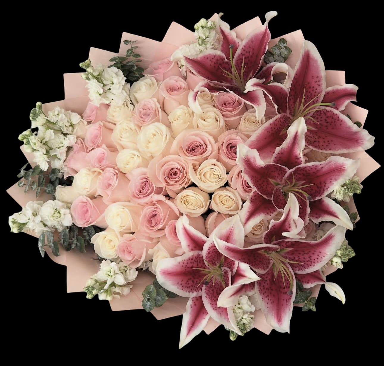 Your Special Wrapped Lily &amp;  Rose Bouquet (No Vase) - Your Special Wrapped Lily &amp;  Rose Bouquet (No Vase)